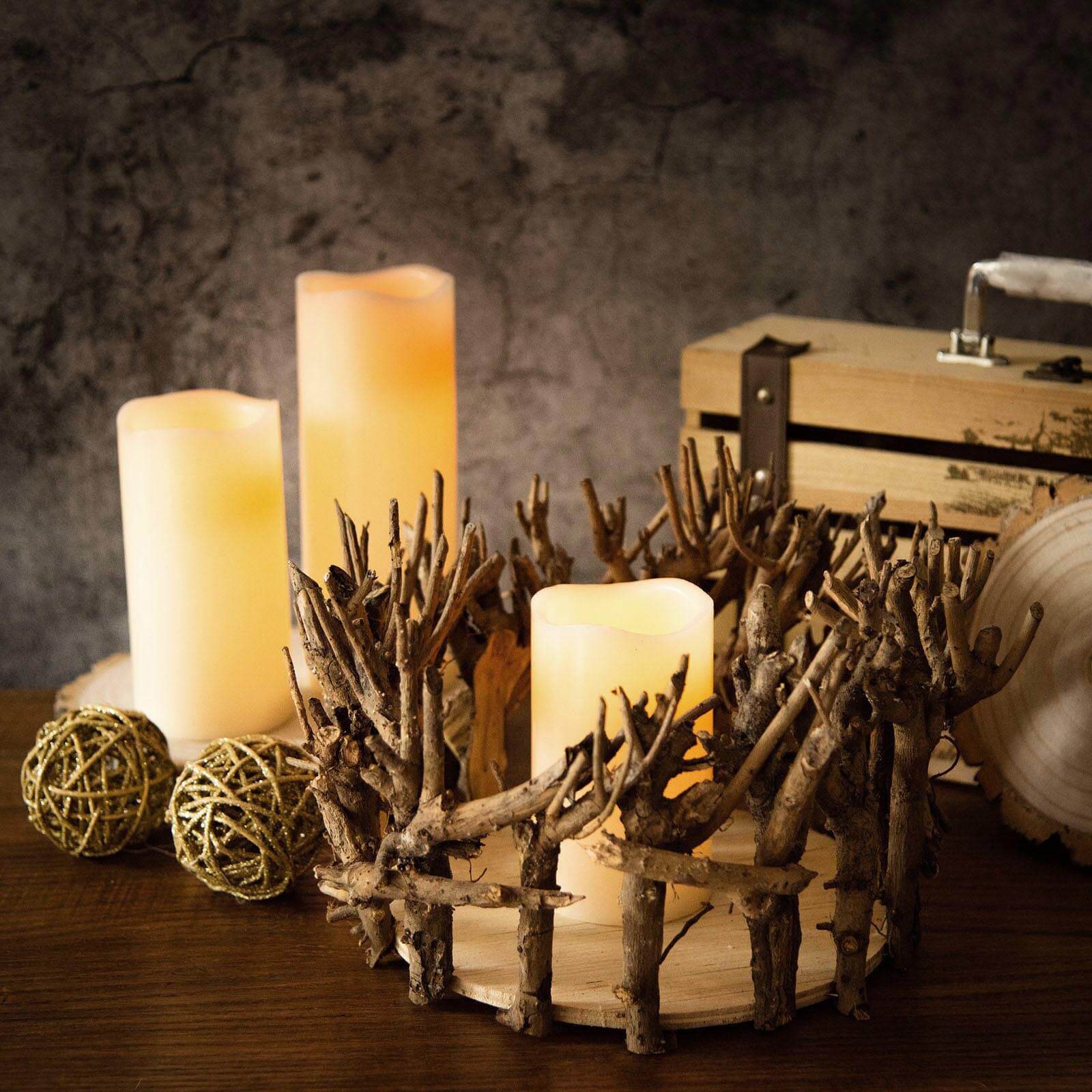 Natural Wooden Candle Holder Centerpiece - Rustic Mini Flower Vase for Events & Tables 6