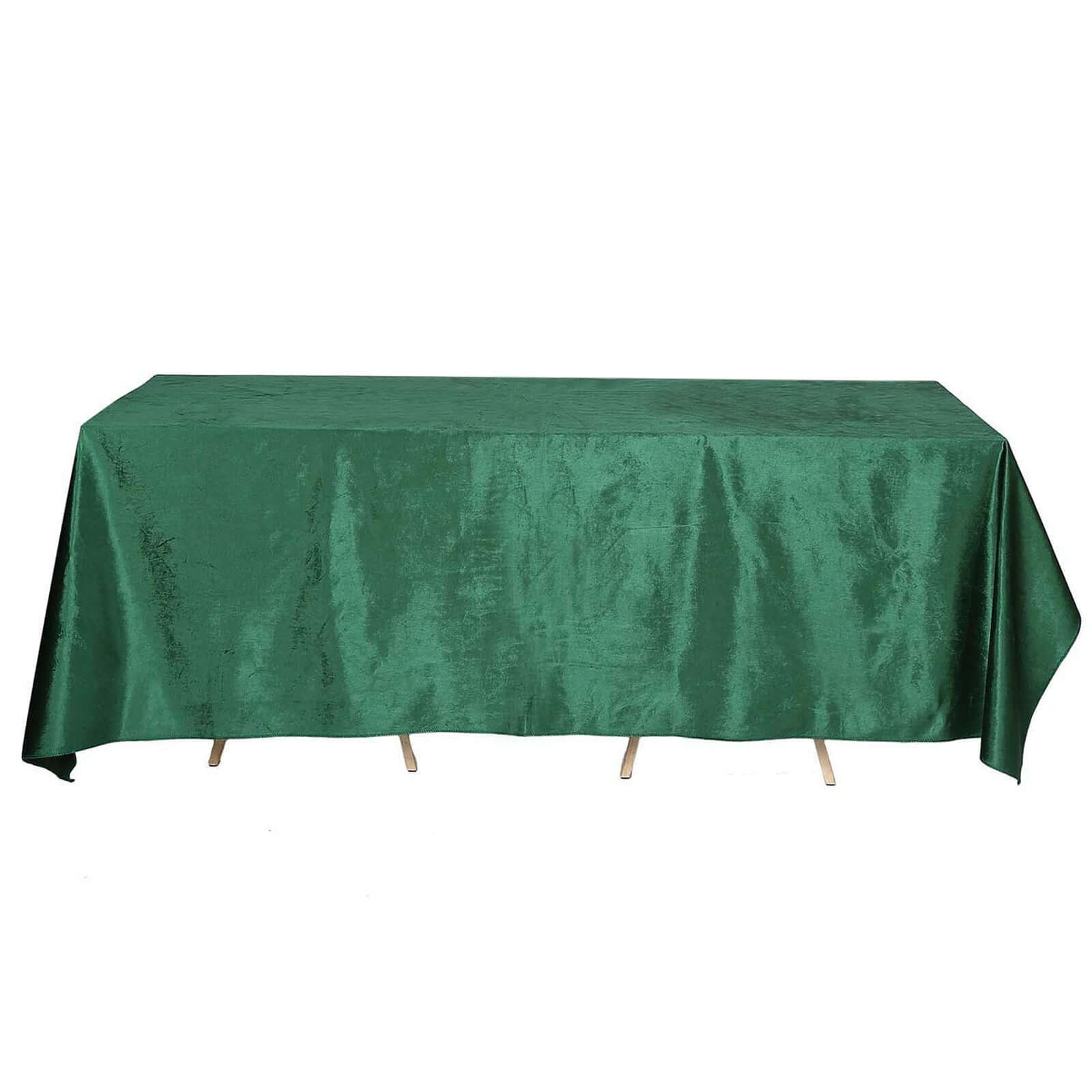 Premium Velvet 90x132 Rectangle Tablecloth Hunter Emerald Green - Reusable Soft & Seamless Table Cover