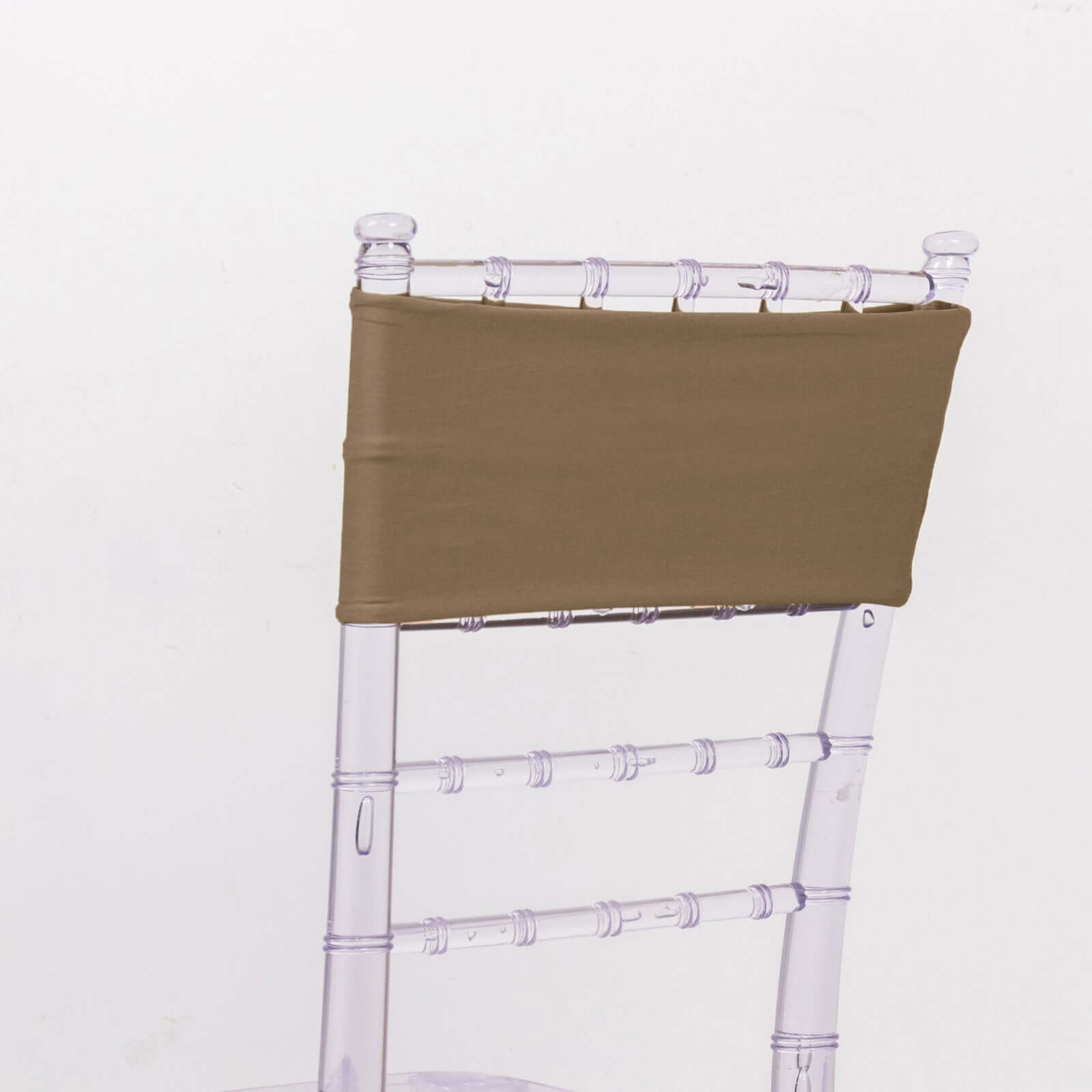 5 Pack Stretch Spandex Chair Sashes Taupe - Fitted Finish Two Ply Heavy Duty Chair Bands 5x12