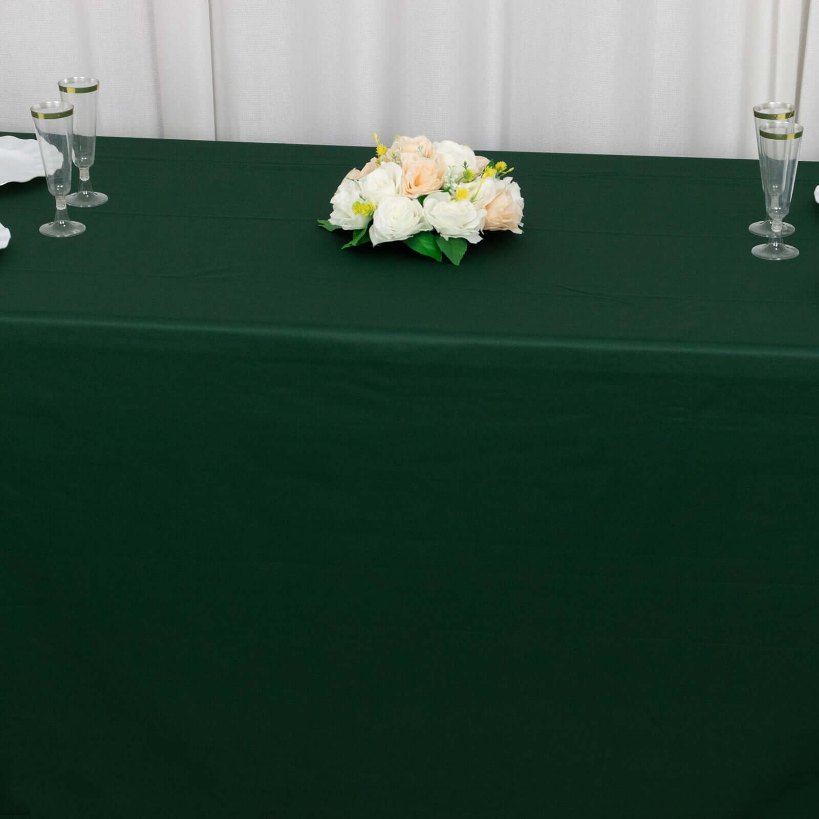 Premium Scuba Rectangular 90x132 Tablecloth Hunter Emerald Green - Wrinkle Free, Stain Resistant & Seamless Table Cover