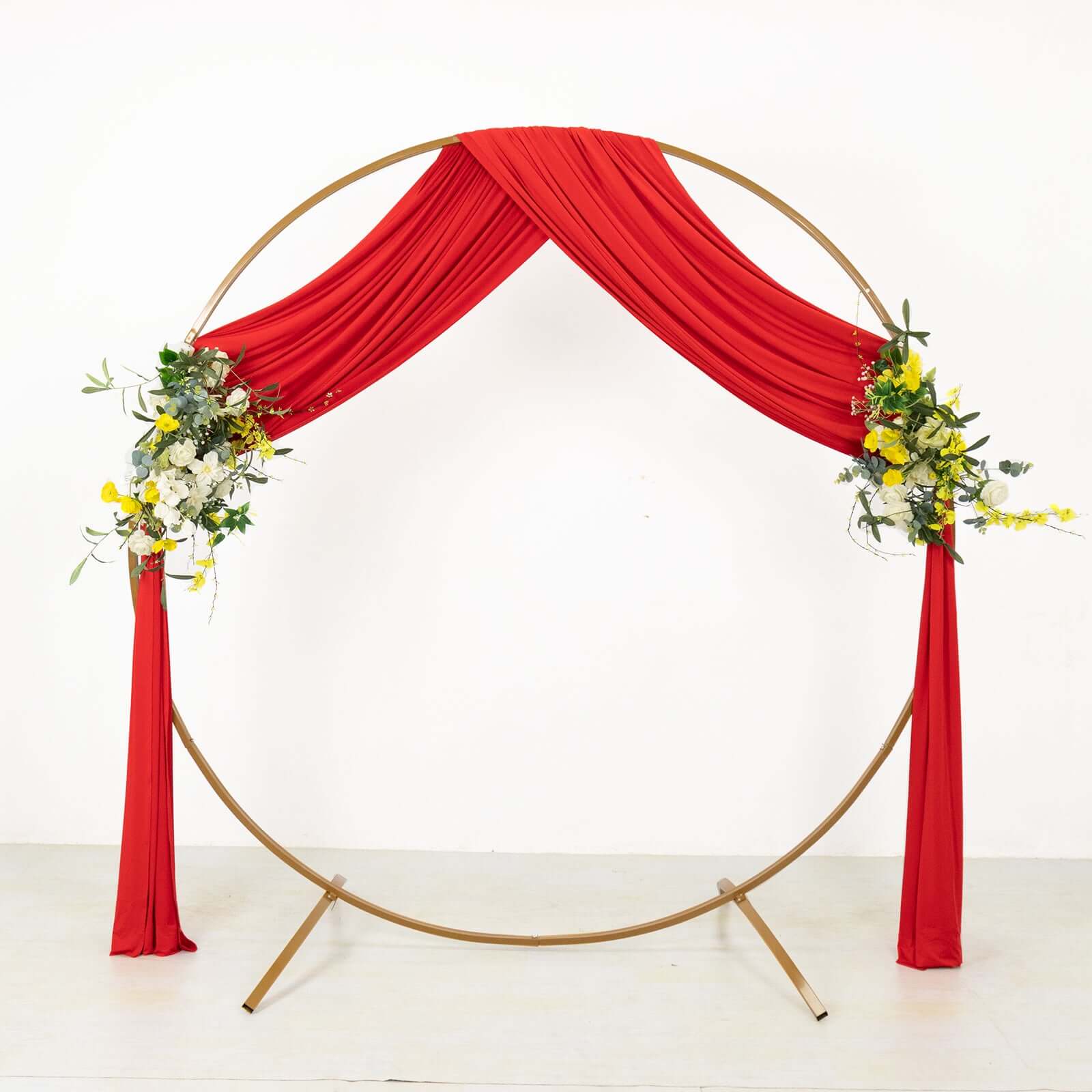 Red 4-Way Stretch Spandex Event Curtain Drapes, Wrinkle Free Backdrop Event Panel with Rod Pockets - 5ftx18ft