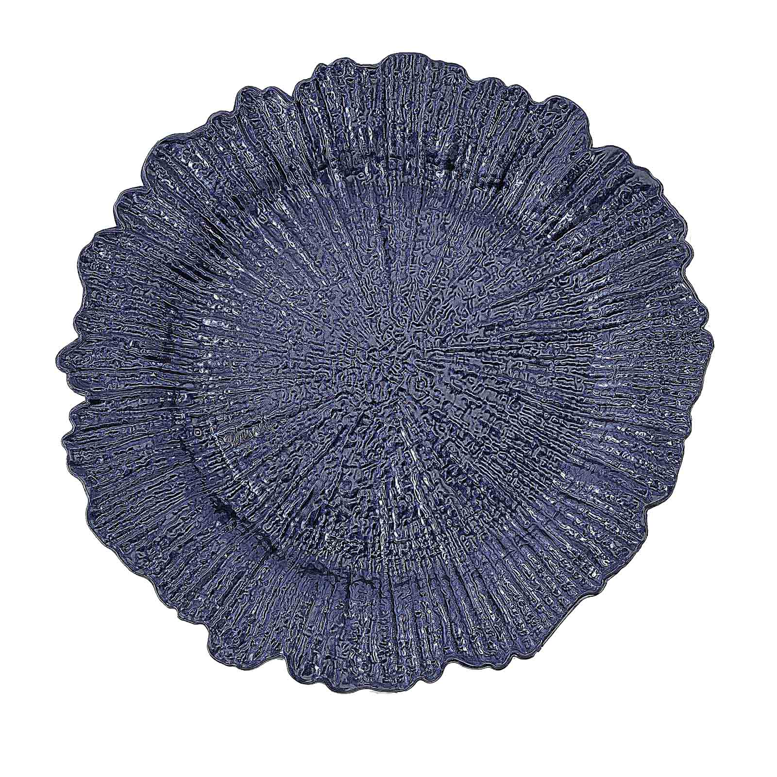 6-Pack Acrylic Plastic Round Charger Plates 13 in Navy Blue with Reef Design, Dinner Charger Tableware