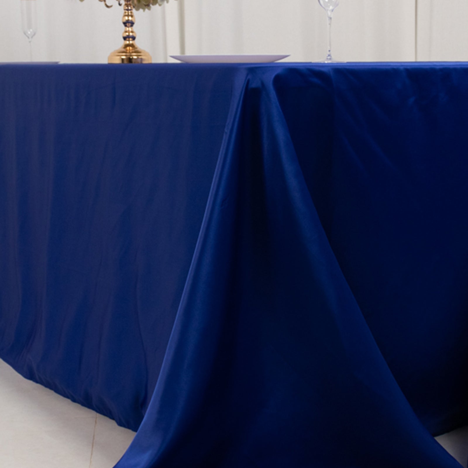 Lamour Satin 90x156 Rectangle Tablecloth Royal Blue - Luxurious, Soft Seamless Table Cover