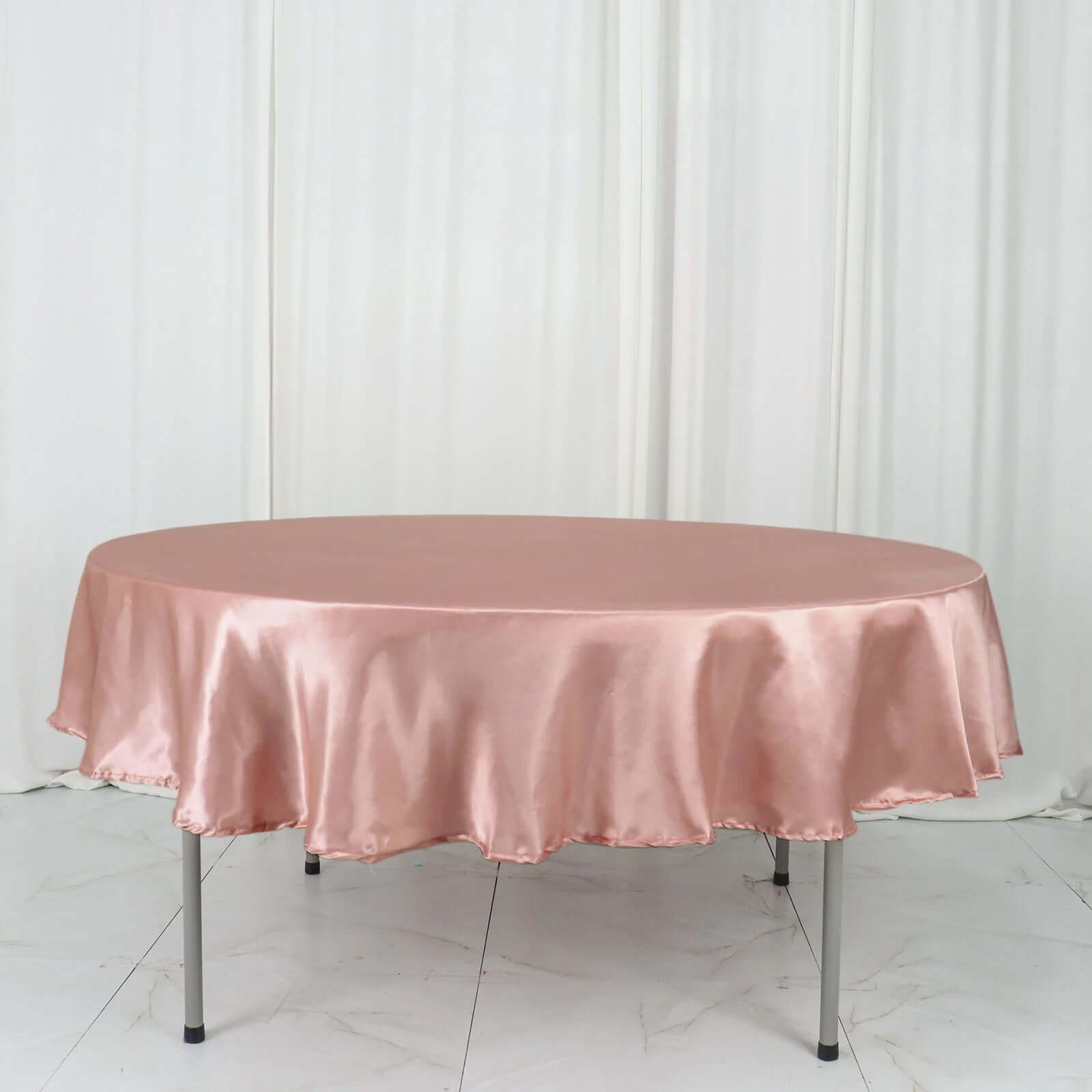 Satin 90 Round Tablecloth Dusty Rose - Smooth and Lustrous Table Cover