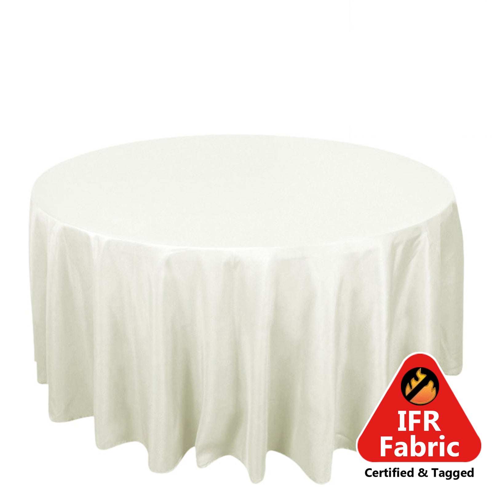 Fire Retardant Premium Polyester 120 Round Tablecloth Ivory - High-Performance Seamless Table Cover