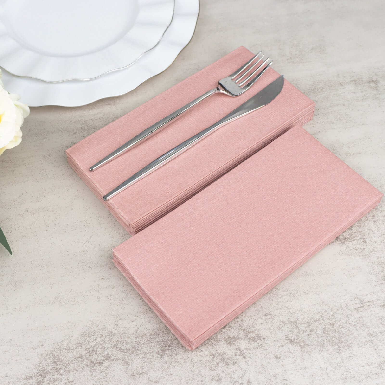 20-Pack Paper Linen-Like Napkins Dusty Rose - Disposable Hygienic Airlaid Guest Towels 8.5x4