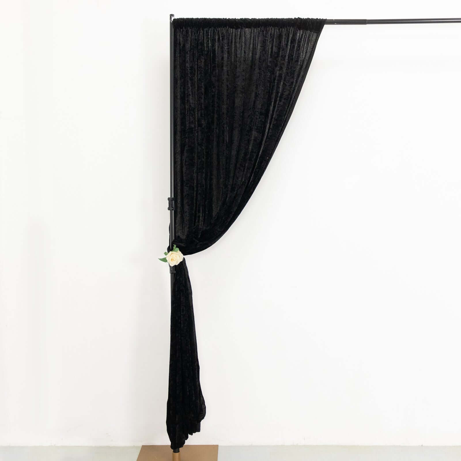 8ftx8ft Black Premium Smooth Velvet Event Curtain Drapes, Privacy Backdrop Event Panel with Rod Pocket