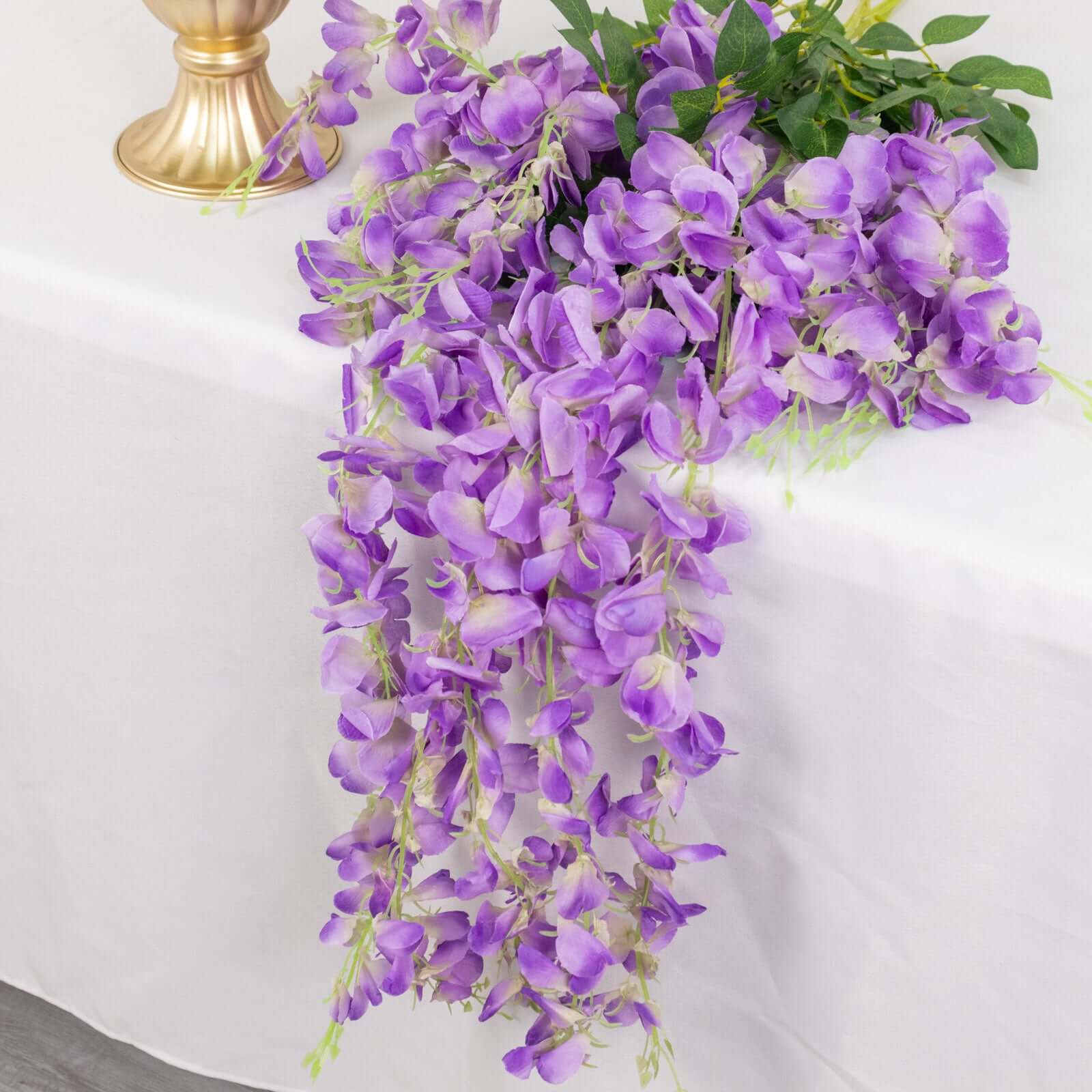 5 Pack 44 Silk Hanging Wisteria Flower Garland Vines in Purple, 3 Strands in 1 Bush