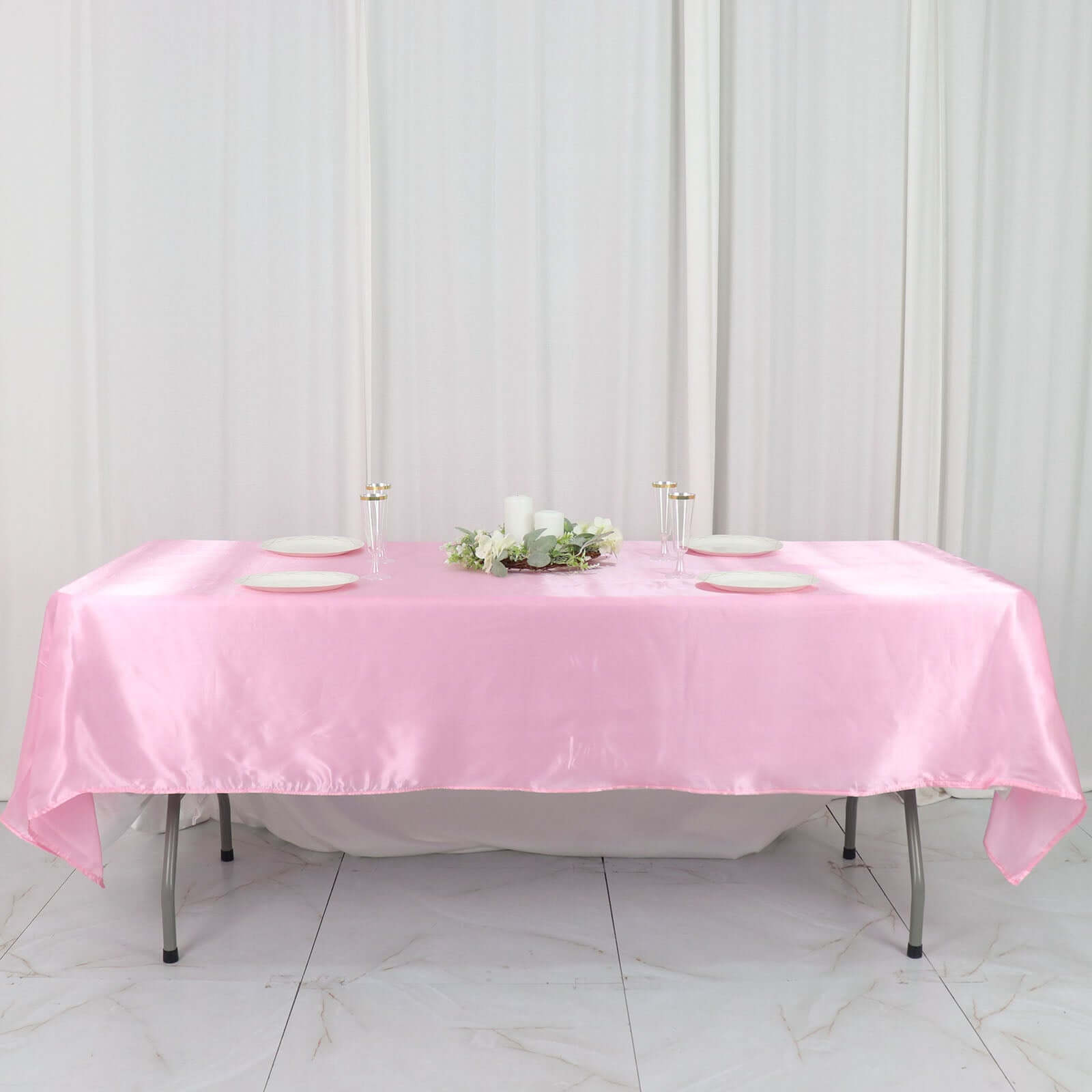 Satin Rectangular 60x102 Tablecloth Pink - Smooth and Lustrous Table Cover