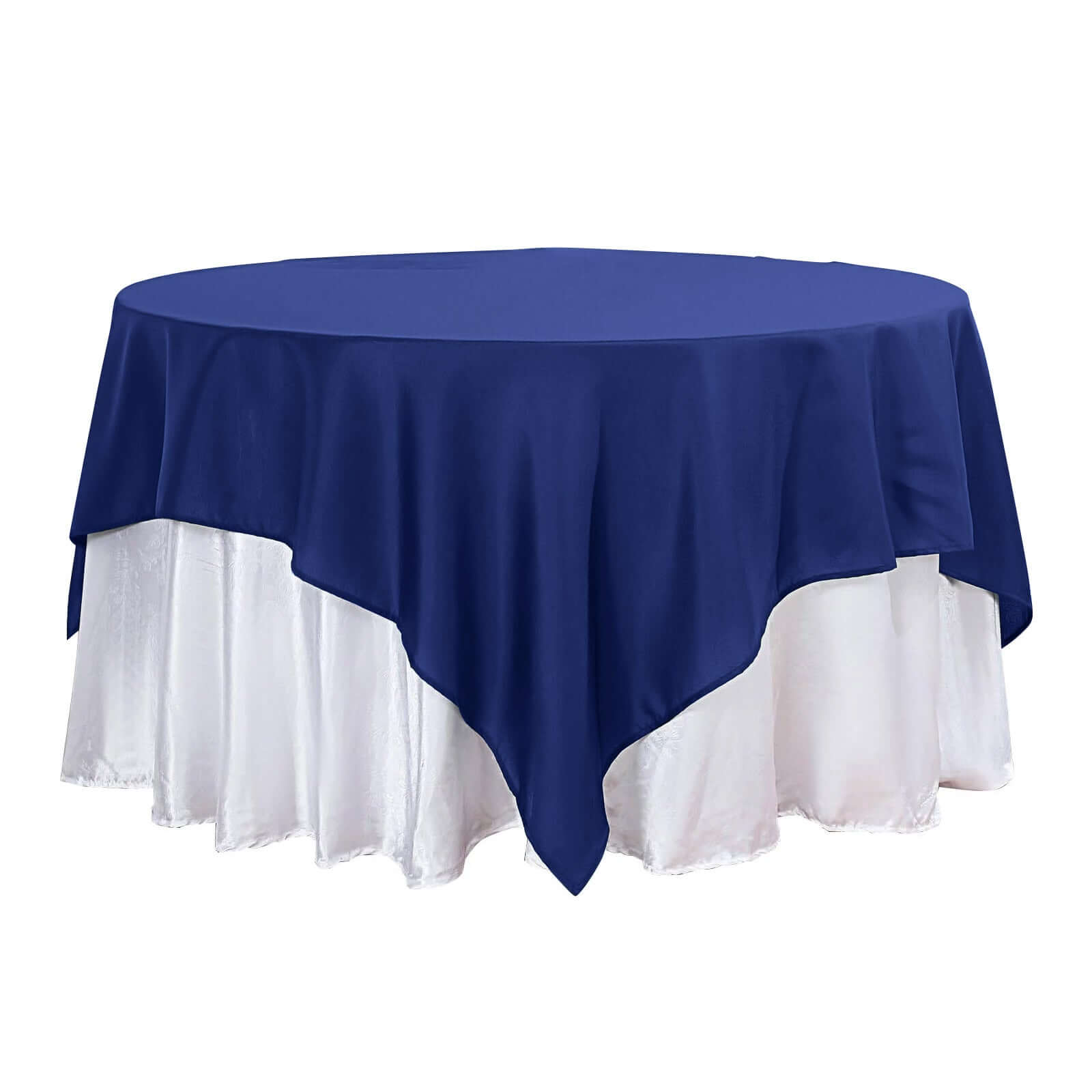 Polyester 90x90 Table Overlay Square Tablecloth Navy Blue - Wrinkle-Resistant & Durable Table Cover