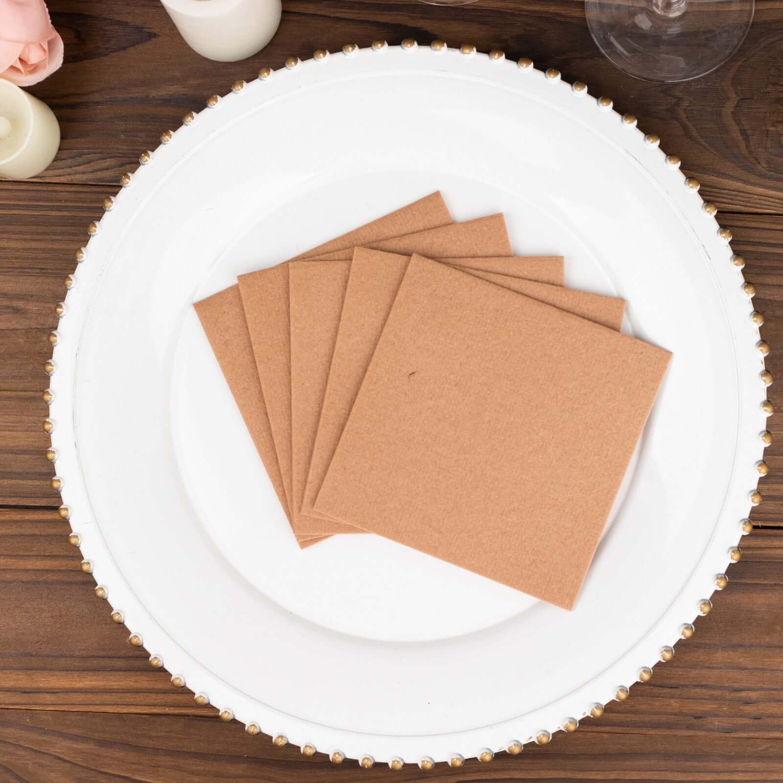 20-Pack Paper Linen-Like Cocktail Napkins Terracotta (Rust) - Disposable 5x5 Airlaid Soft Napkins