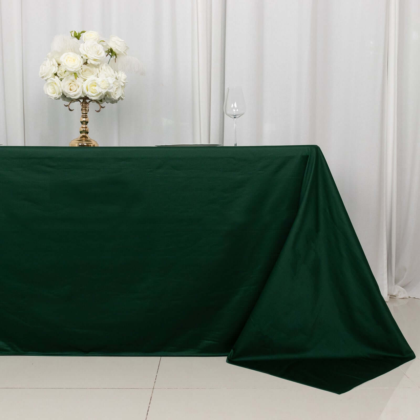 Premium Scuba Rectangular 90x132 Tablecloth Hunter Emerald Green - Wrinkle Free, Stain Resistant & Seamless Table Cover