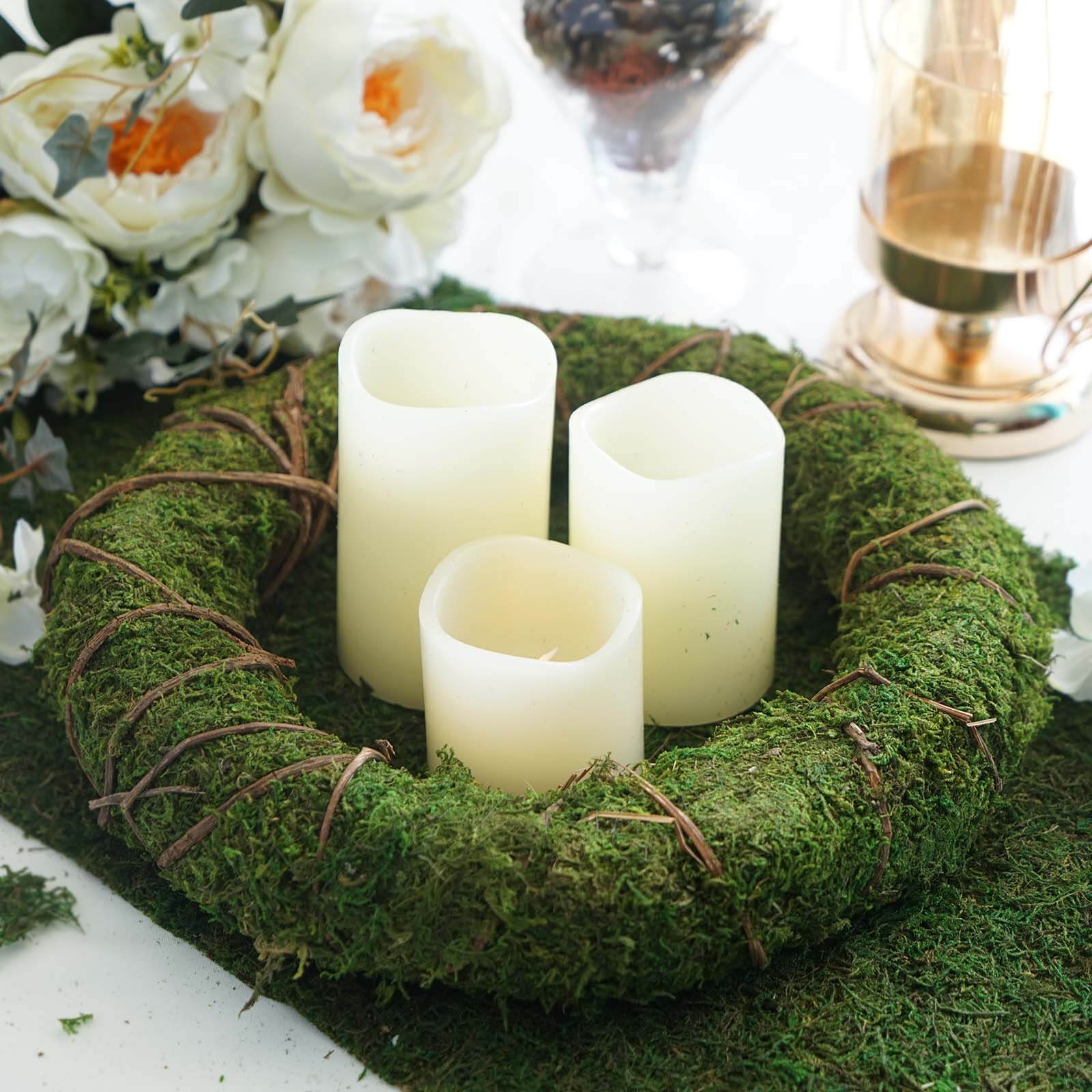 2 Pack 14 Green Natural Preserved Moss Wreaths With Twine Twig Wrap