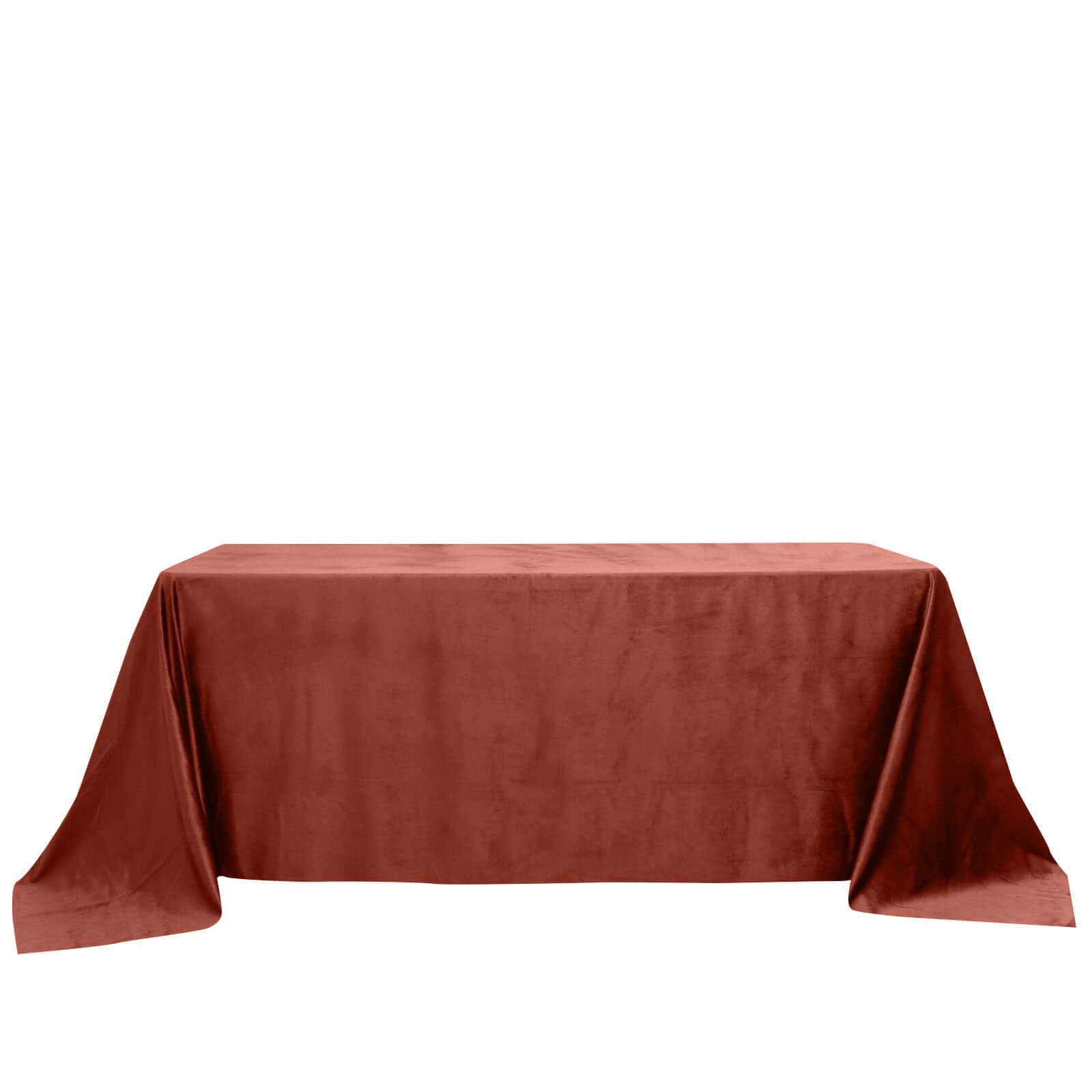 Premium Velvet 90x132 Rectangle Tablecloth Terracotta (Rust) - Reusable Soft & Seamless Table Cover