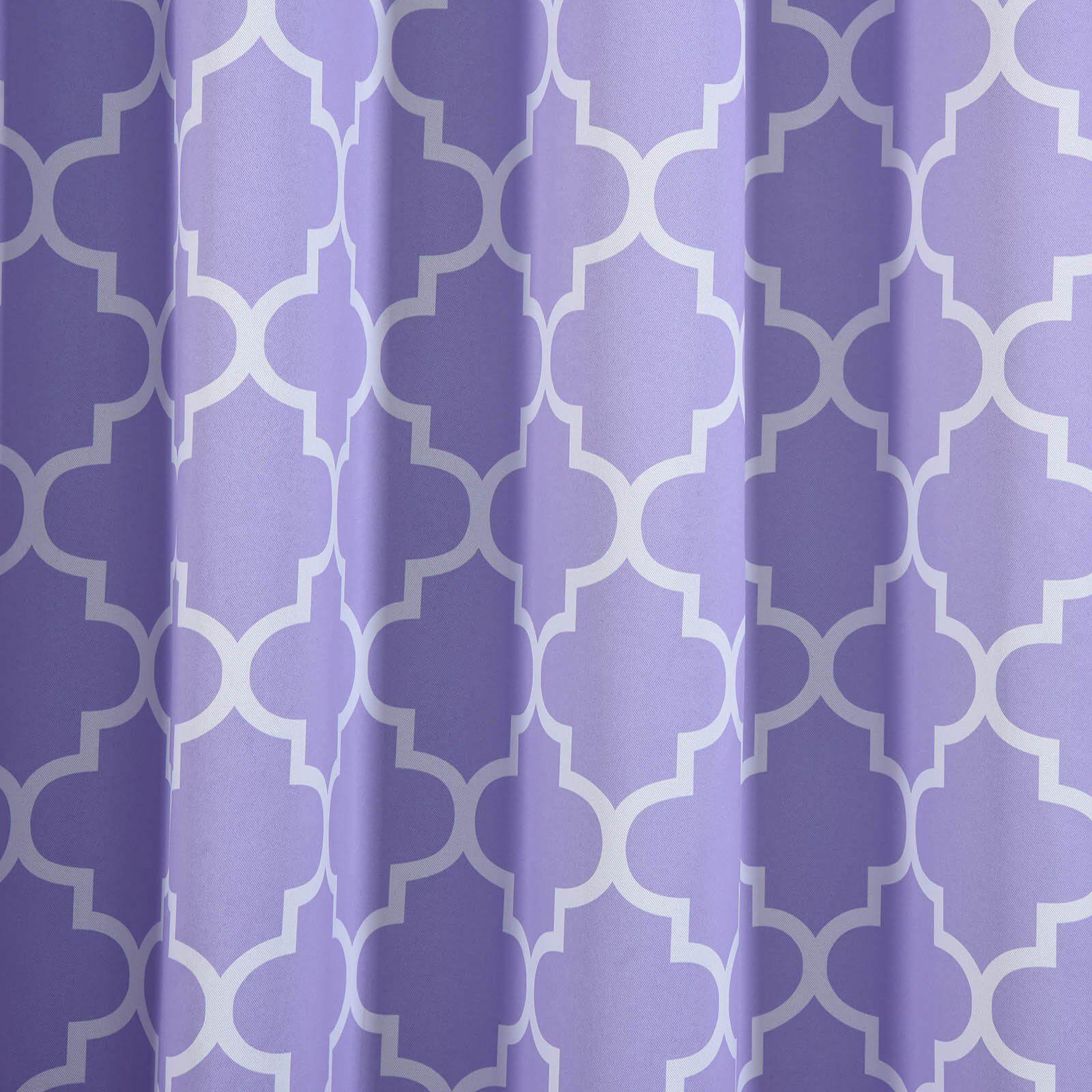 2 Pack White Lavender Lilac Lattice Print Thermal Blackout Curtains With Chrome Grommet Window Treatment Panels - 52x108 Clearance SALE