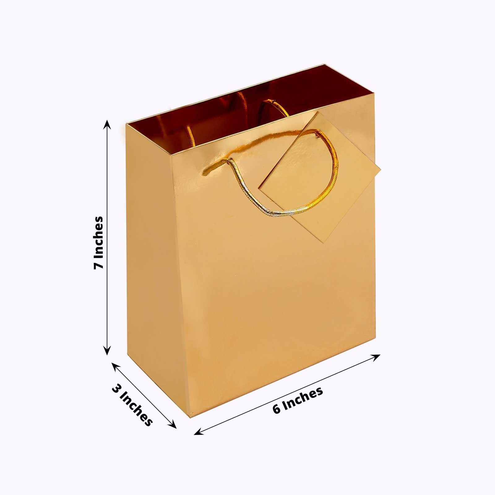 12 Pack Gold Foil Paper Party Favor Gift Bags with Handles, Shiny Metallic Euro Tote Bags - 7