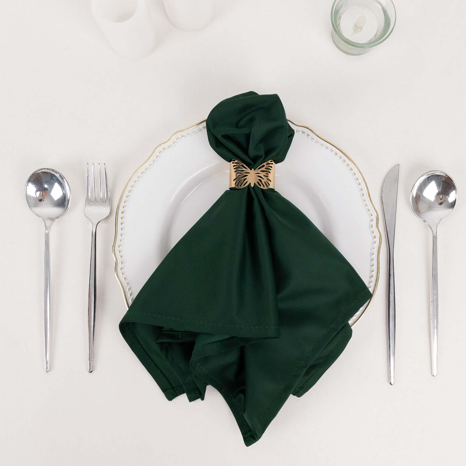 5 Pack Premium Scuba 20x20 Napkins Hunter Emerald Green - Durable & Reusable Dinner Napkins