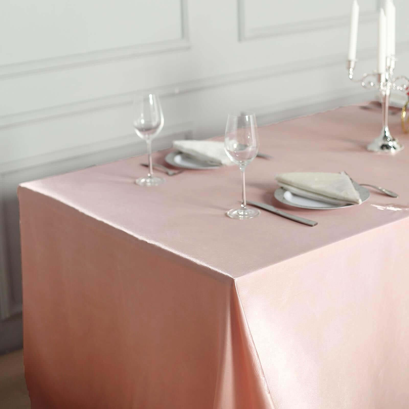 Satin Rectangular 90x156 Tablecloth Dusty Rose - Seamless Table Cover