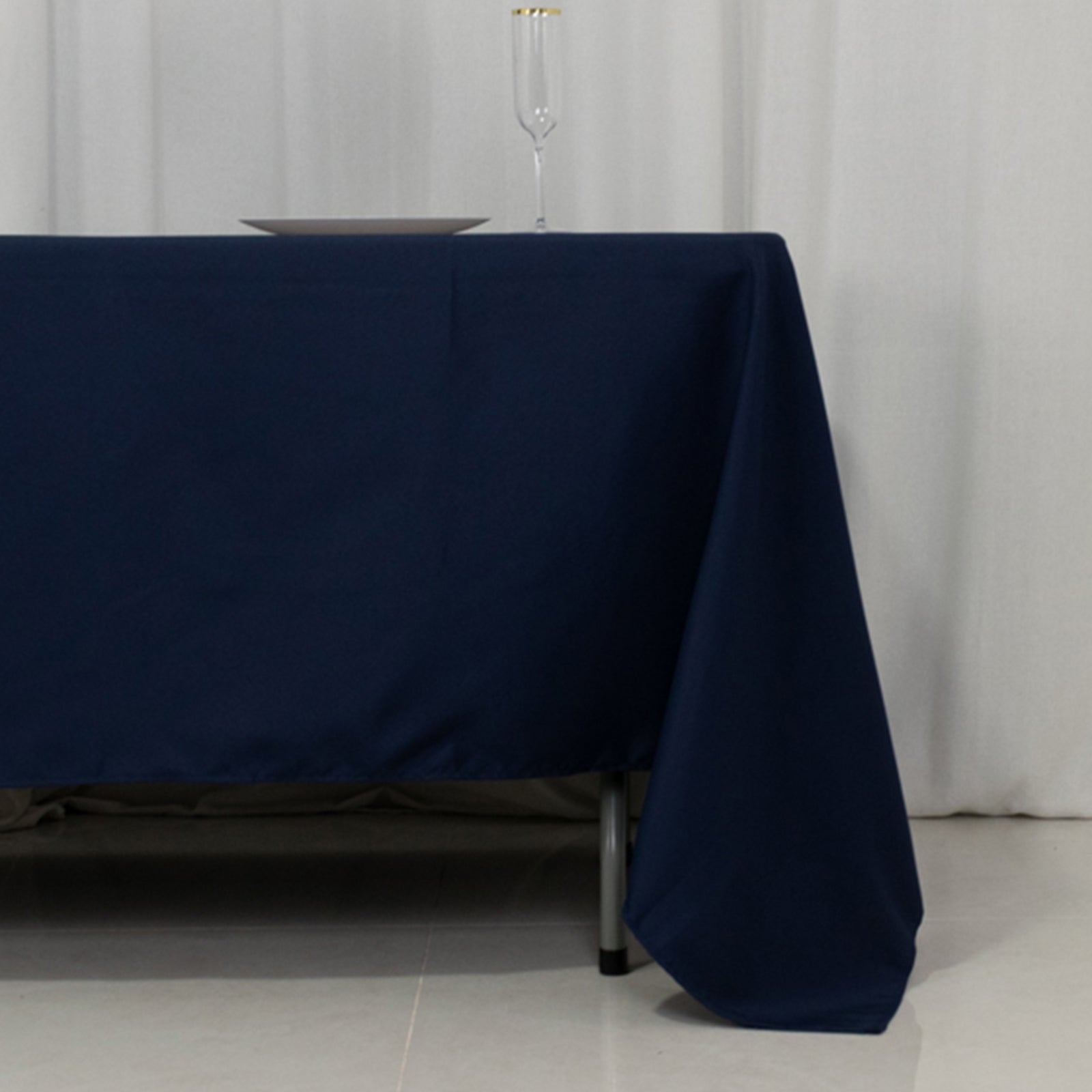 Fire Retardant Premium Polyester 72x120 Rectangular Tablecloth Navy Blue - High-Performance Table Cover