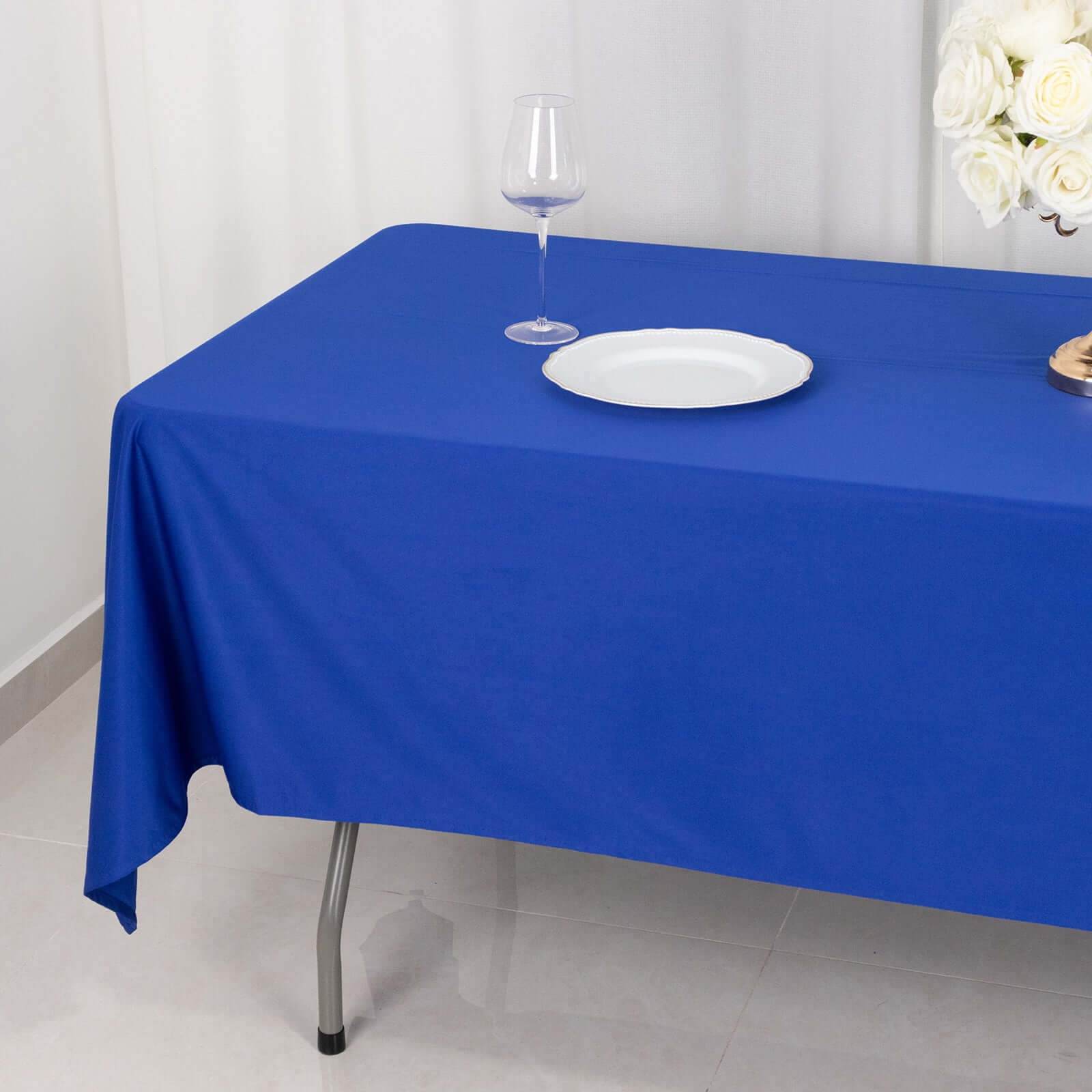 Premium Scuba Rectangular 60x102 Tablecloth Royal Blue - Wrinkle Free & Stain Resistant Table Cover