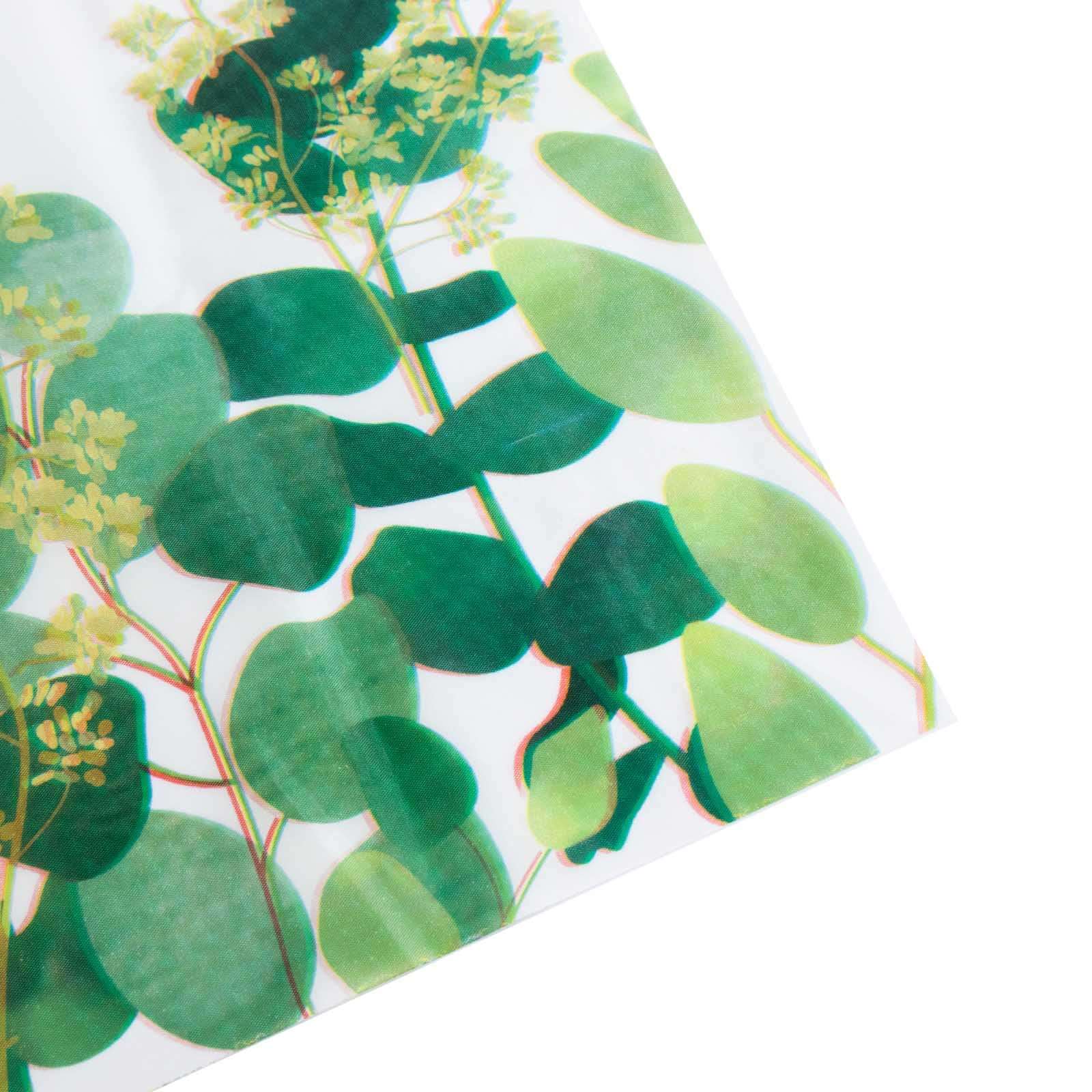 5-Pack Plastic Table Covers White/Green Rectangle with Eucalyptus Leaves Print - Decorative PVC Disposable Tablecloths 54x108