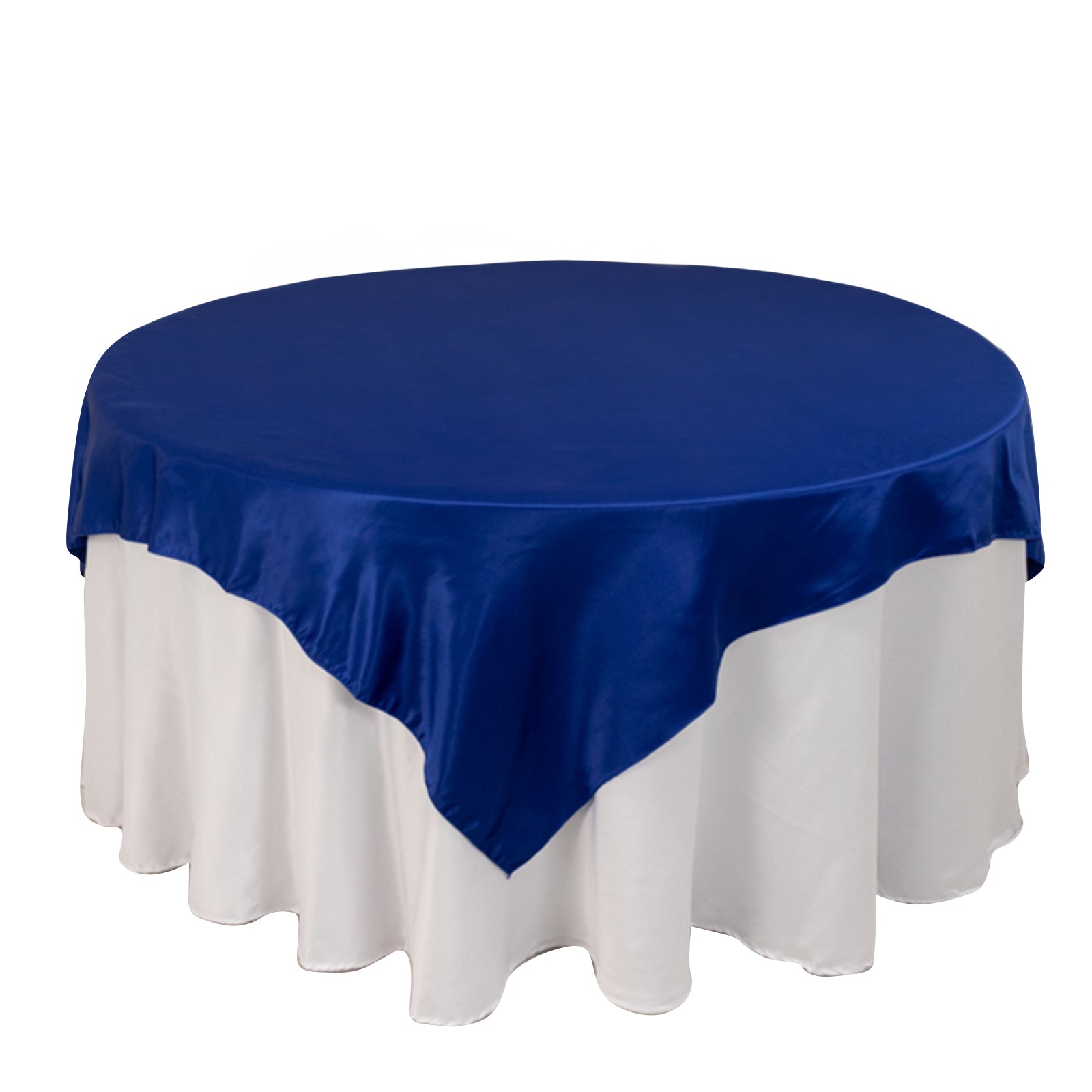 Lamour Satin 72x72 Table Overlay Square Tablecloth Royal Blue - Smooth Finish Table Topper