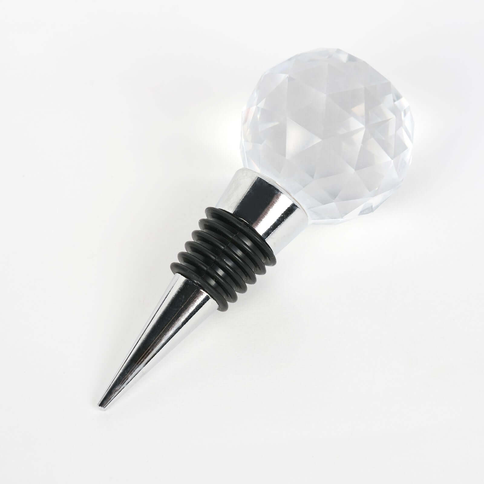 Crystal Glass Ball Metal Wine Bottle Stopper Plug Party Favor Gift Box - Clear Box, Thank You Card, and Ribbon Included