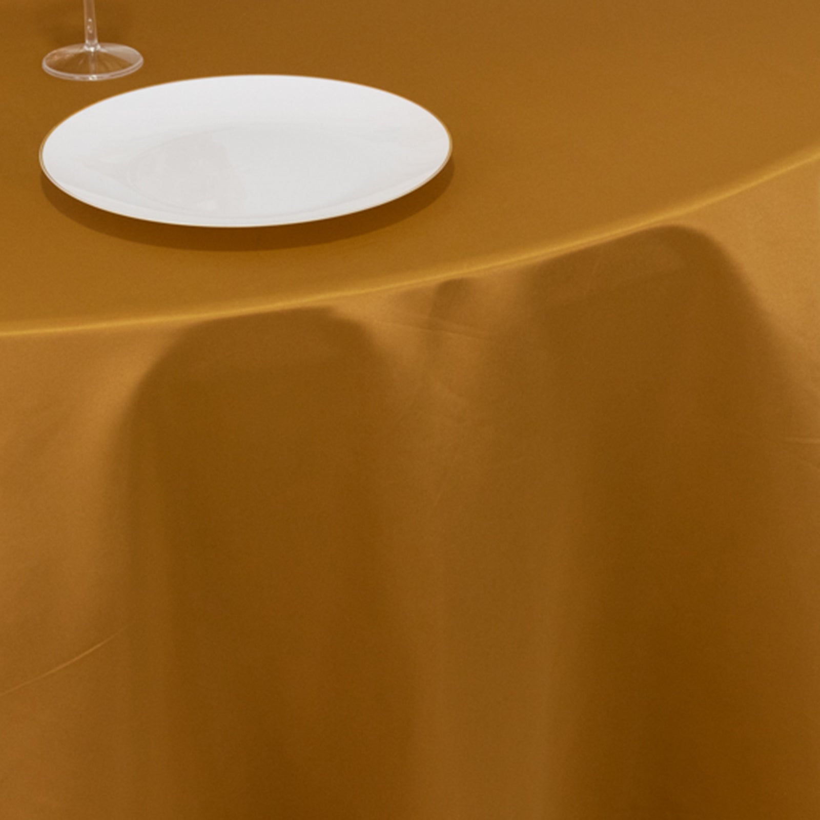 Lamour Satin 120 Round Tablecloth Gold - Seamless Table Cover with Soft Tempered Sheen for Upscale Gatherings