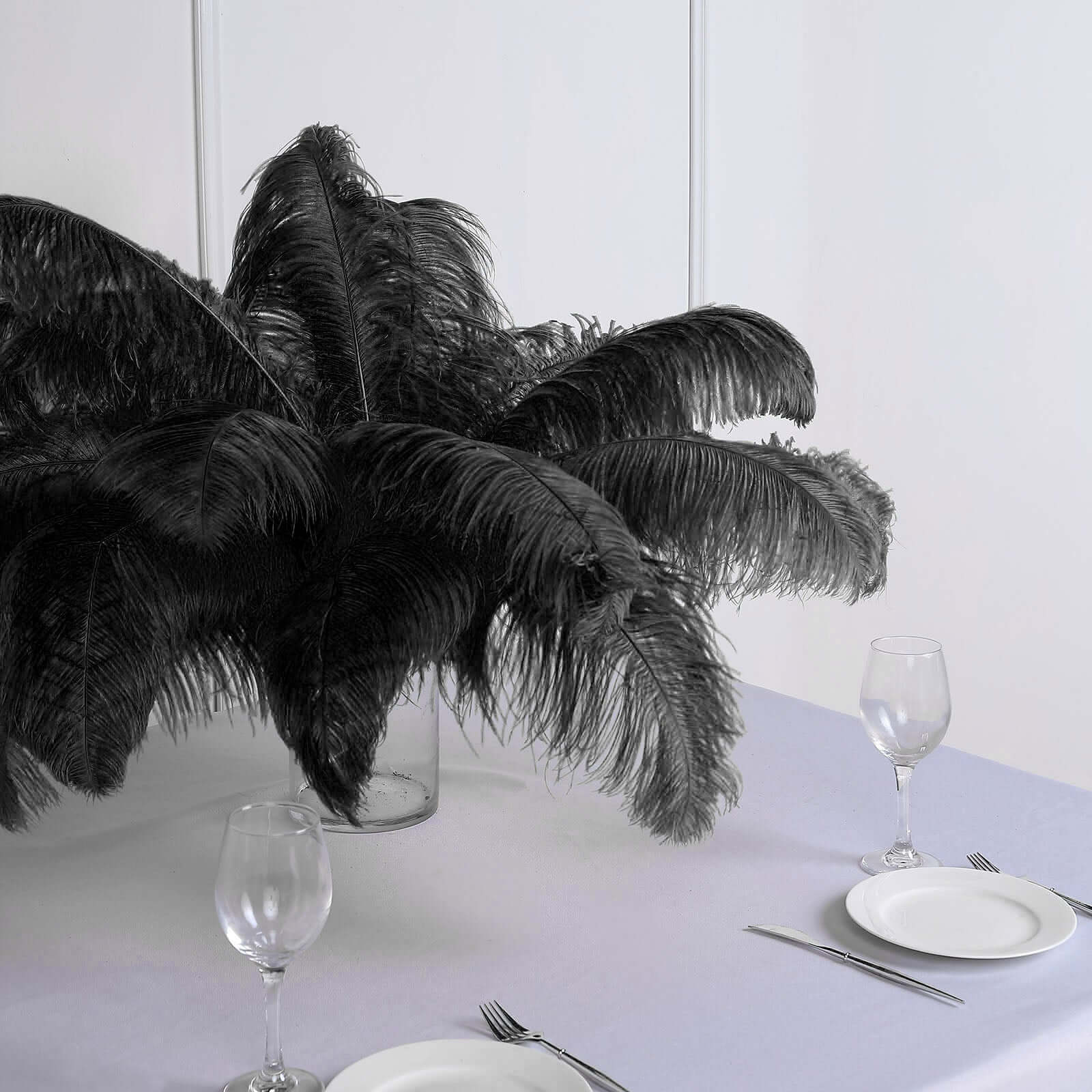 12 Pack Black Natural Plume Ostrich Feathers Centerpiece Filler - 24-26