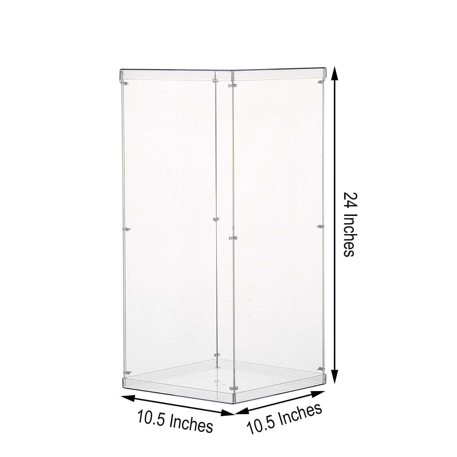 24 Clear Acrylic Display Box, Transparent Pedestal Riser with Interchangeable Lid and Base