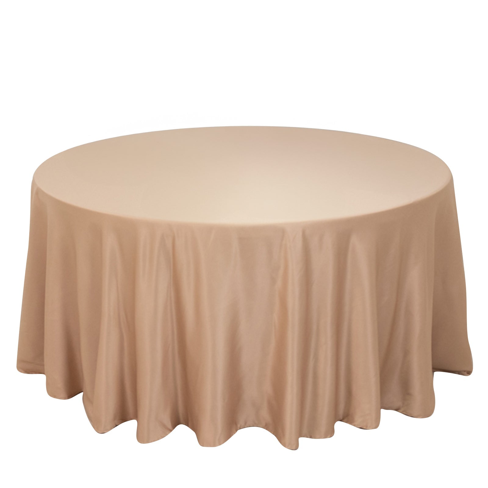 Lamour Satin 120 Round Tablecloth Nude - Seamless Table Cover with Soft Tempered Sheen