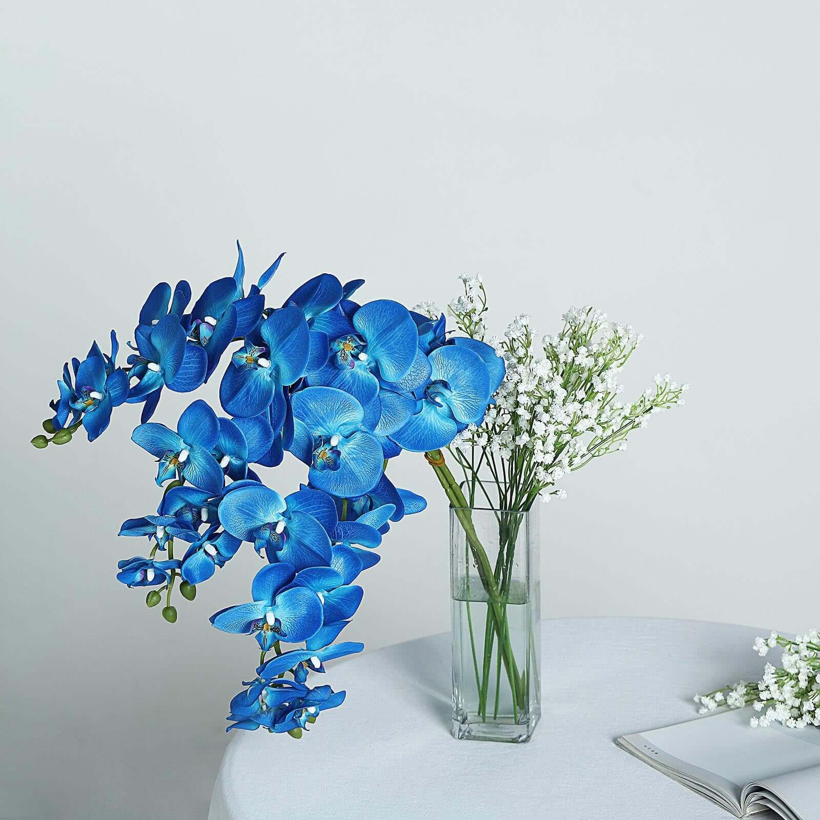 2 Stems 40 Tall Royal Blue Artificial Silk Orchid Flower Bouquets