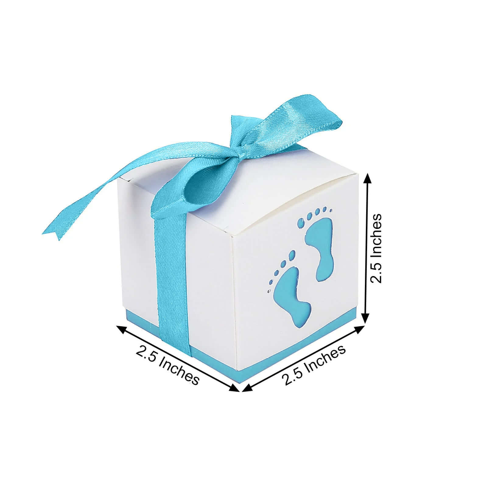 25 Pack 2 Light Blue Footprint Baby Shower Party Favor Candy Gift Boxes