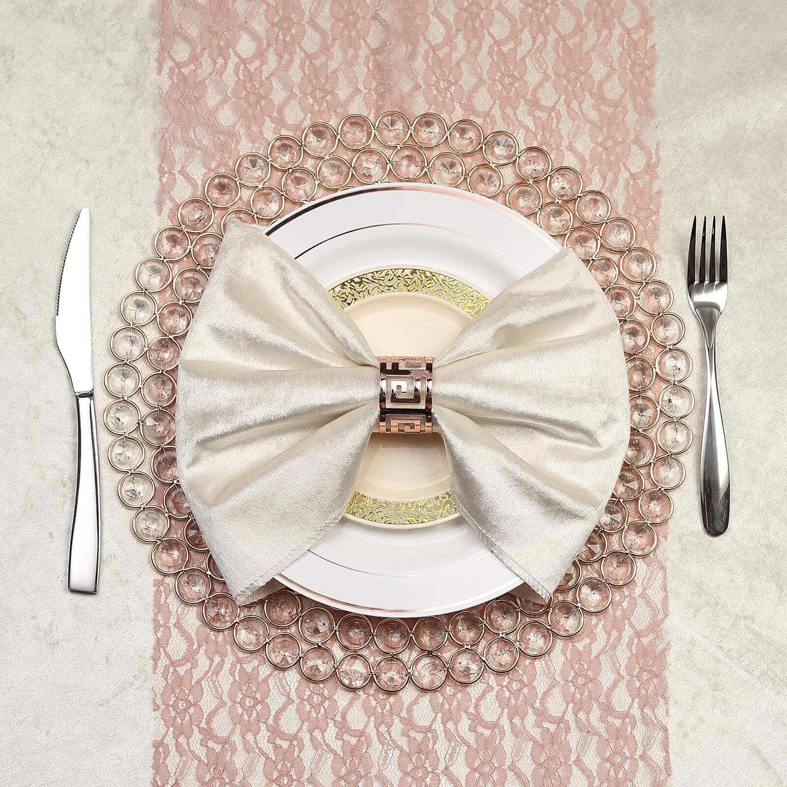 Wired Metal Round Charger Plate 14 in Gold with Acrylic Crystal Beads, Glamorous Decorative Dinner Charger Tableware