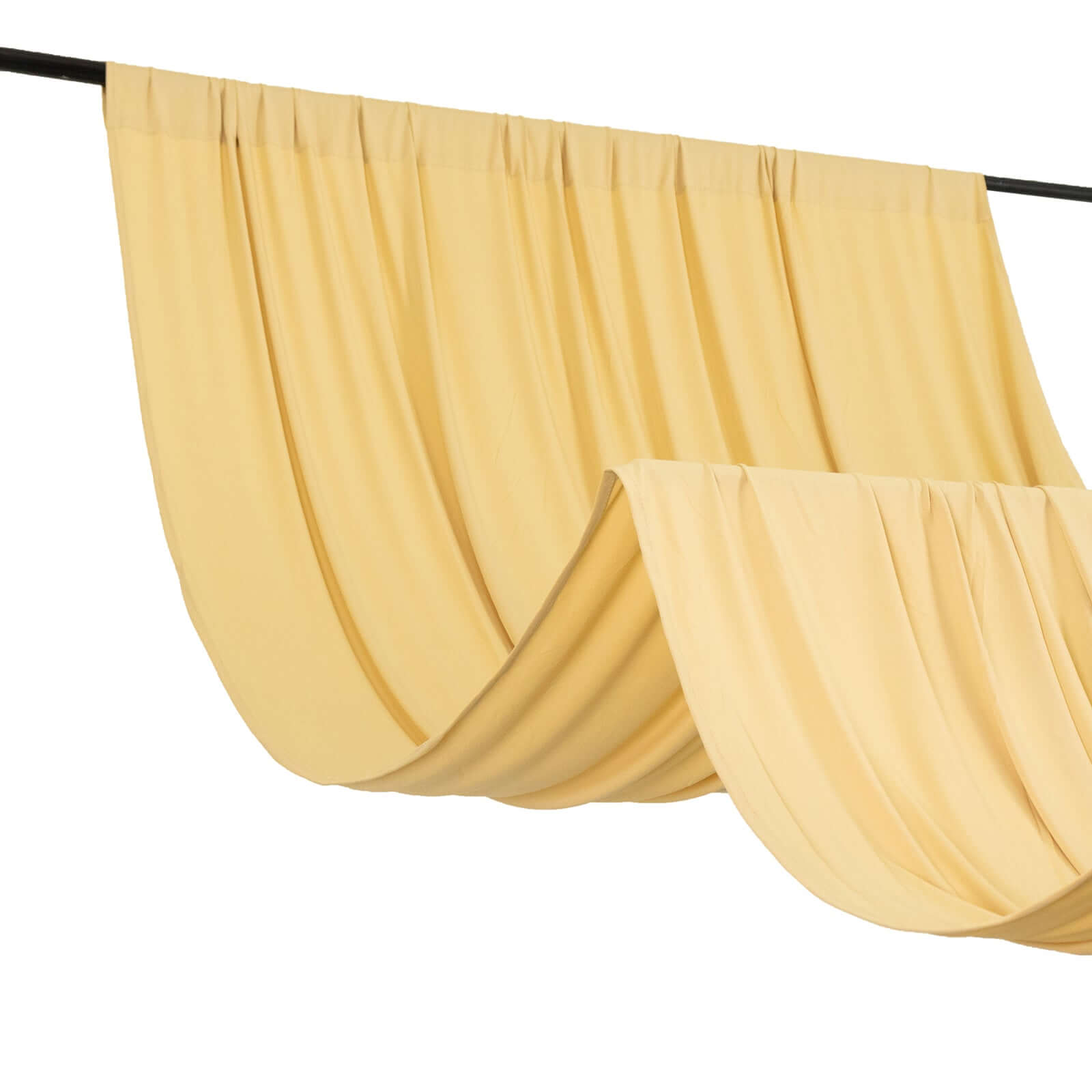 Champagne 4-Way Stretch Spandex Event Curtain Drapes, Wrinkle Free Backdrop Event Panel with Rod Pockets - 5ftx14ft