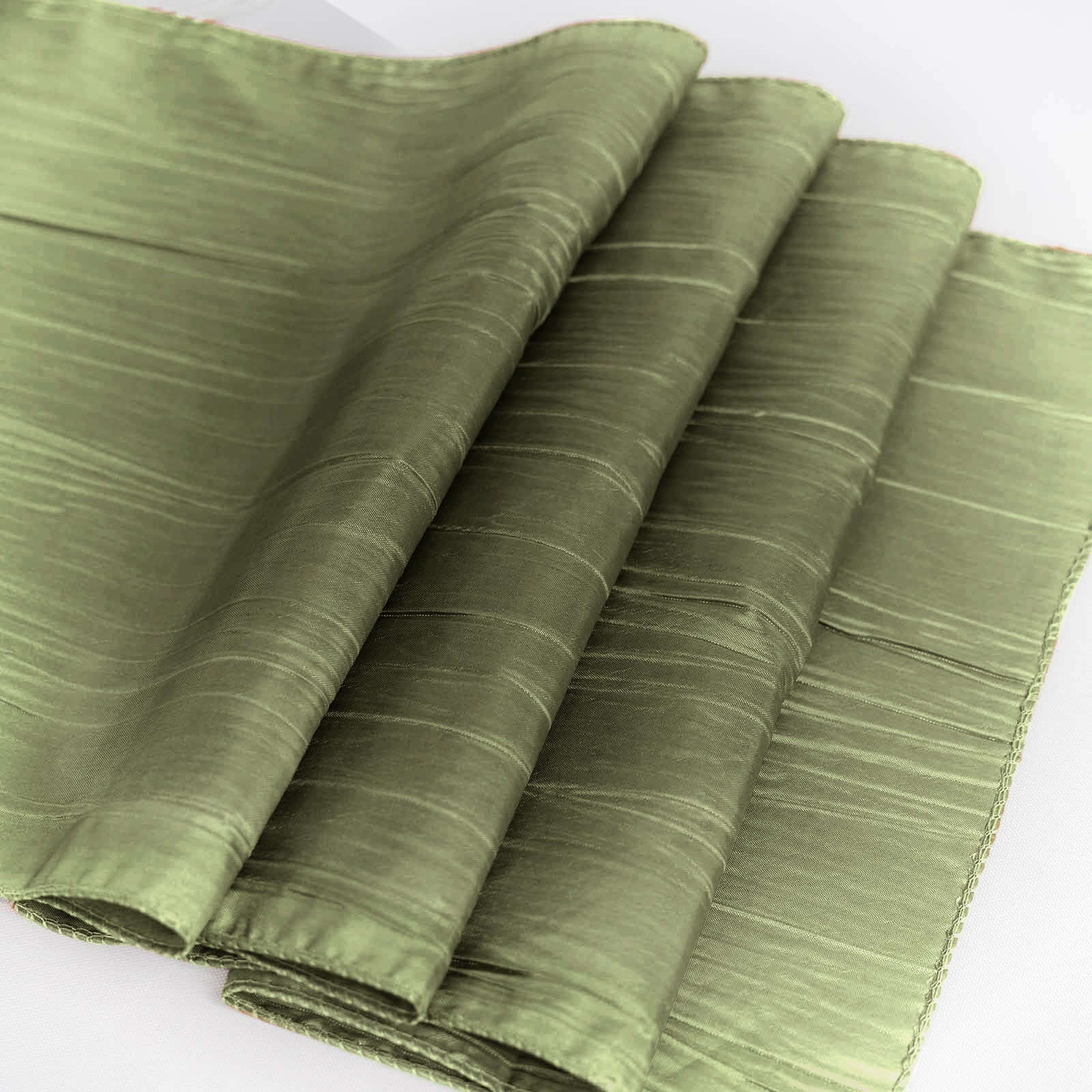 Taffeta 12x108 Table Runner Dusty Sage Green - Accordion Crinkle Design