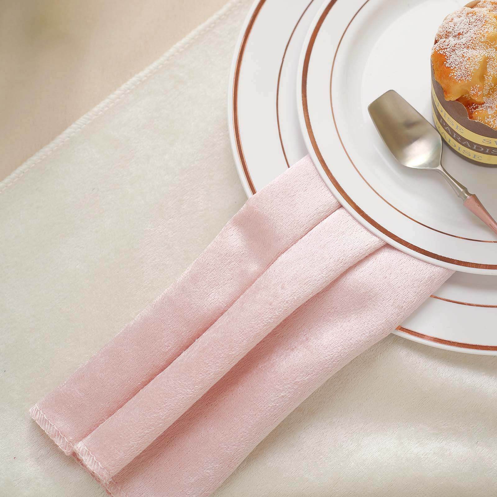 5 Pack Premium Velvet 20x20 Napkins Blush - Soft Sheen Finish Cloth Napkins