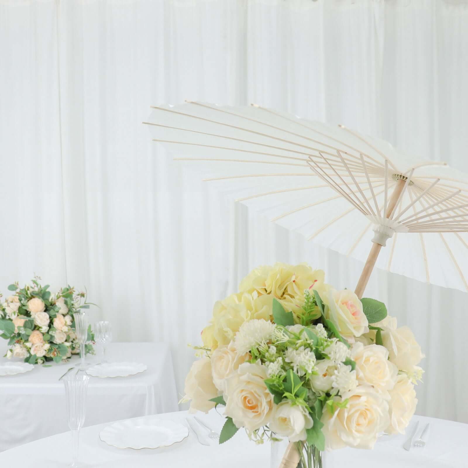 2-Pack Paper and Bamboo Parasol Umbrellas White - Perfect Bridal Shower Photo Props and Table Decorations 32