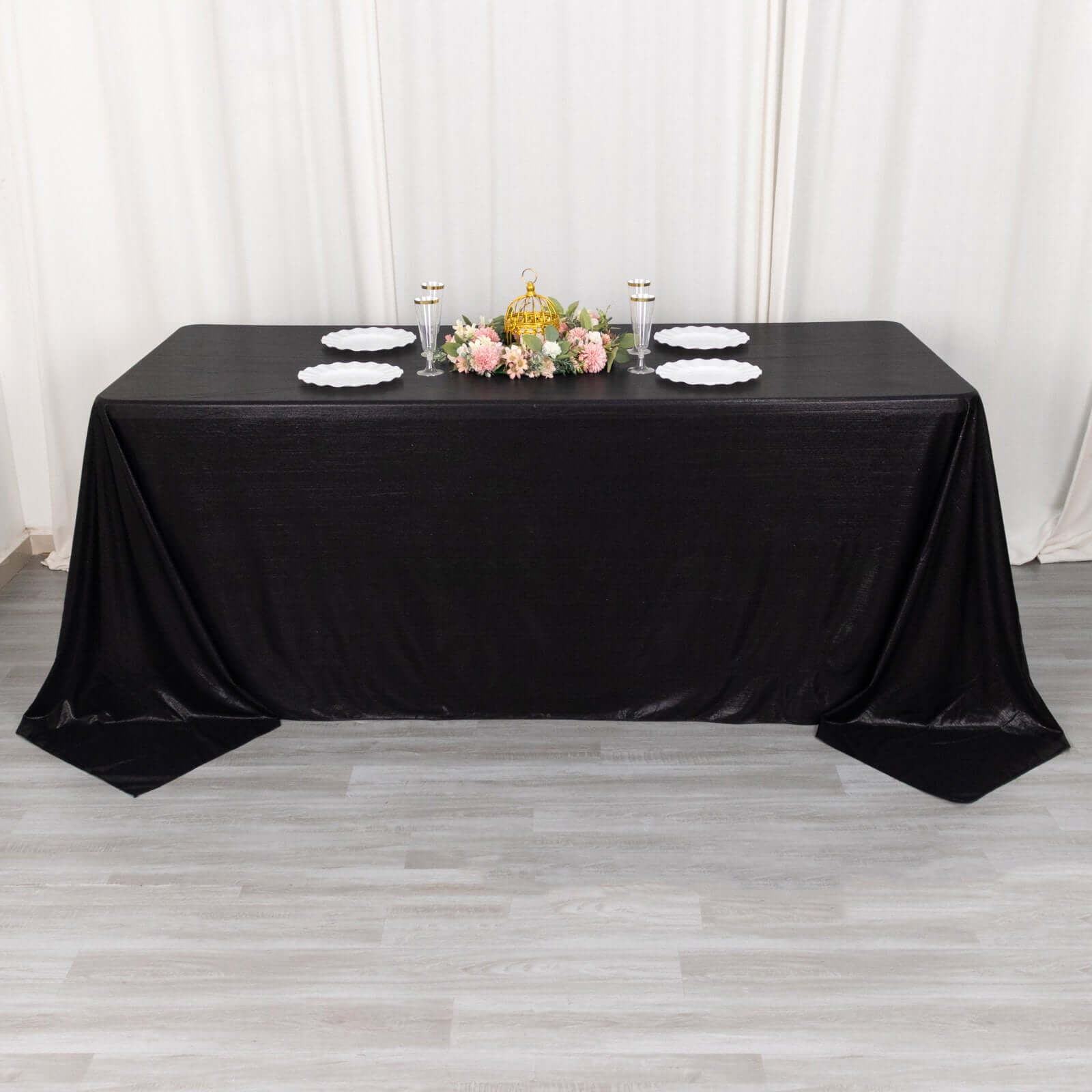 Sequin Dots Polyester 90x132 Rectangle Tablecloth Shimmering Black - Seamless, Glittering & Wrinkle Free Table Cover