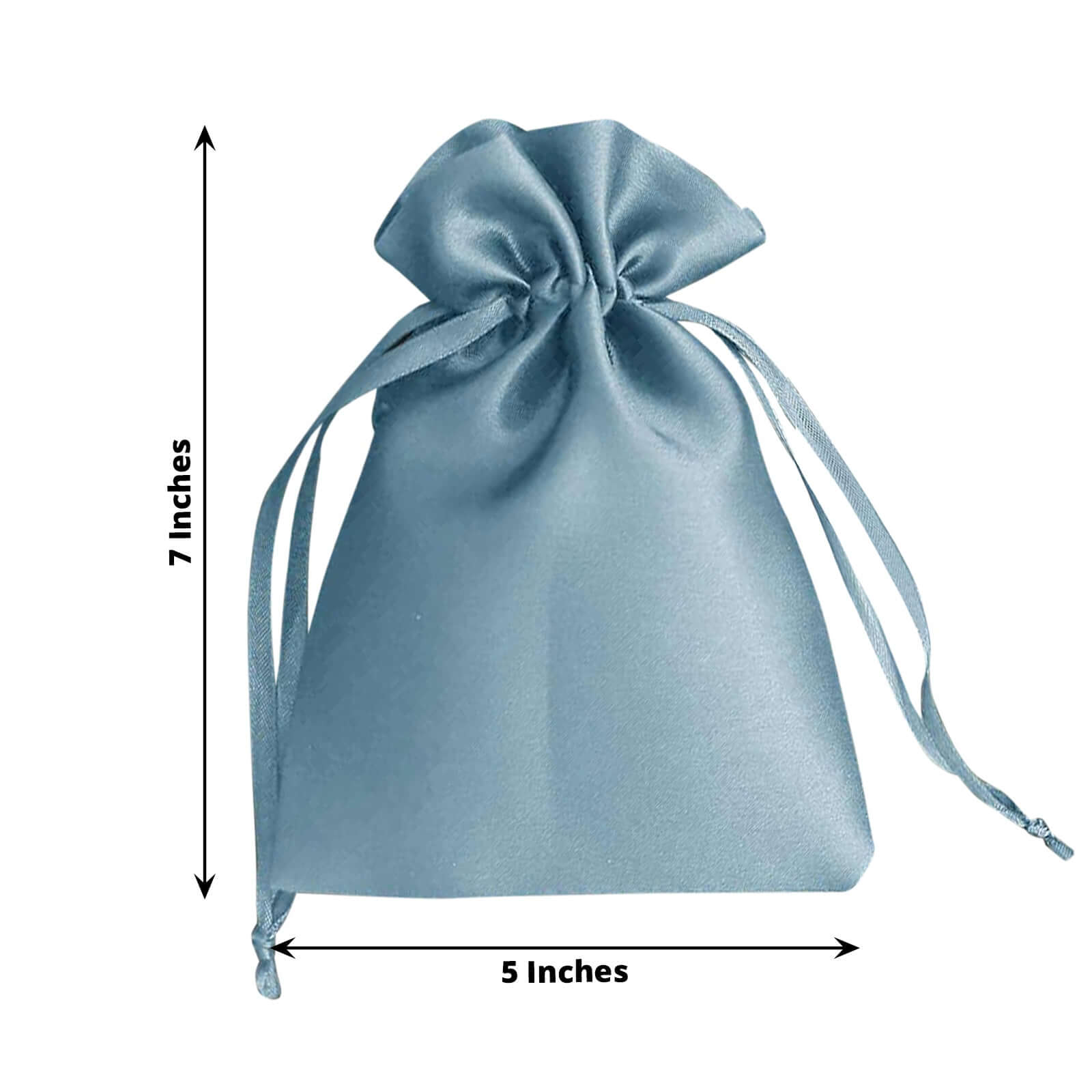 12 Pack 5x7 Dusty Blue Satin Drawstring Wedding Party Favor Gift Bags