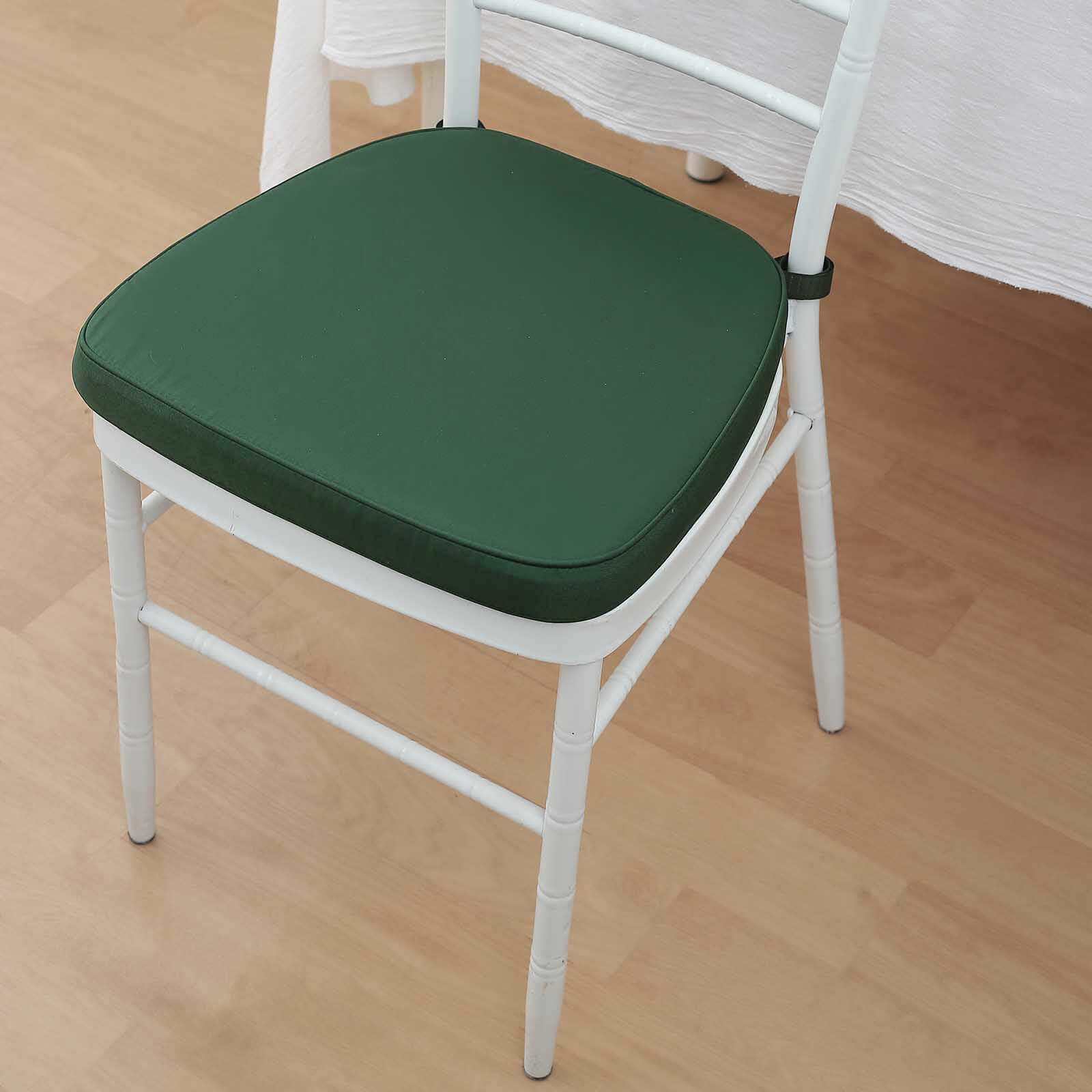 Chiavari Chair Cushion with 1.5 Thick Memory Foam and Ties Hunter Emerald Green - Stylish Removable Cover for Comfort