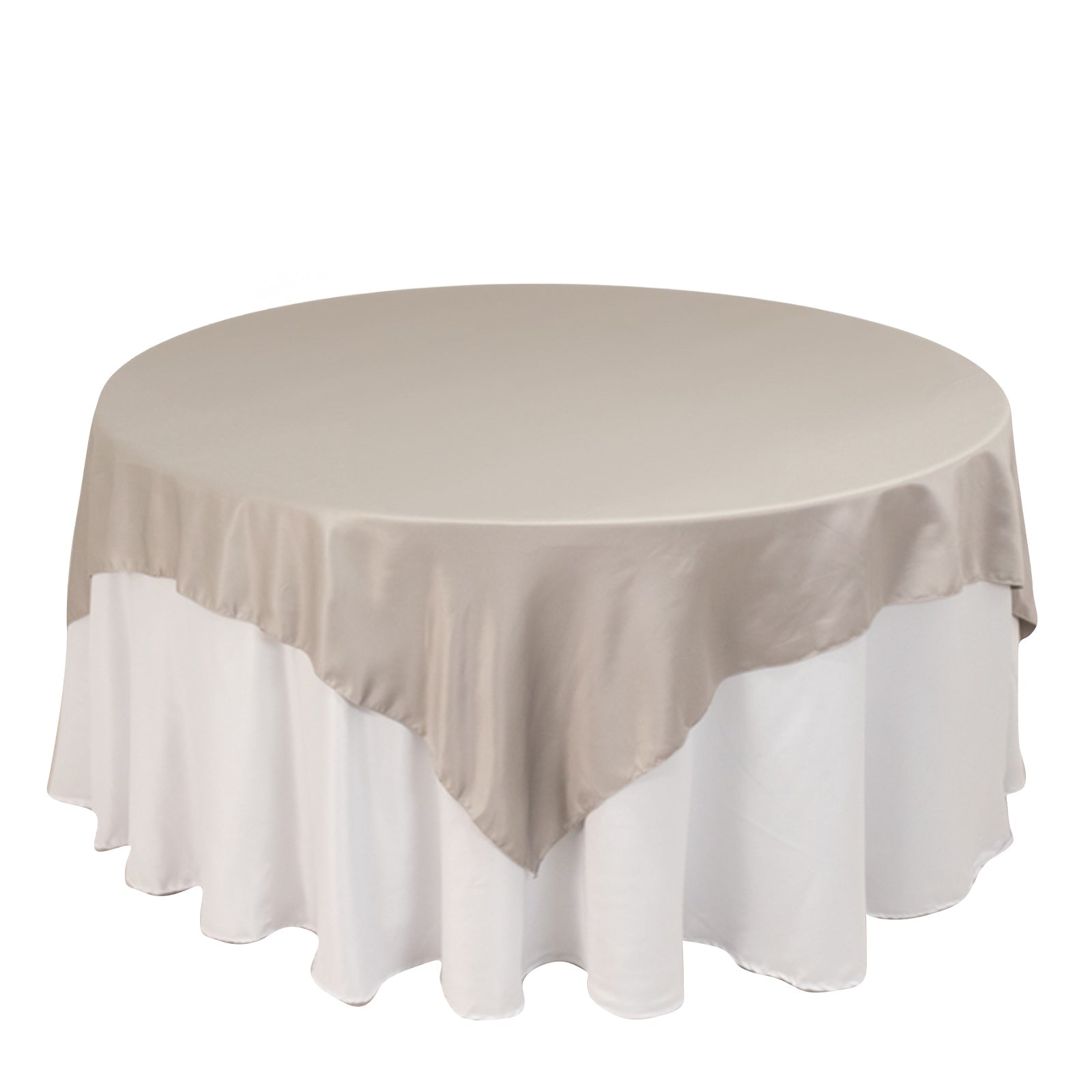Lamour Satin 72x72 Table Overlay Square Tablecloth Silver - Smooth Finish Table Topper