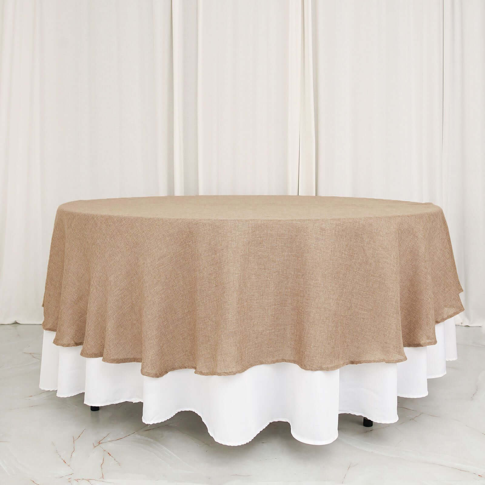 Faux Burlap Jute 90 Round Tablecloth Natural - Rustic Event Table Linen