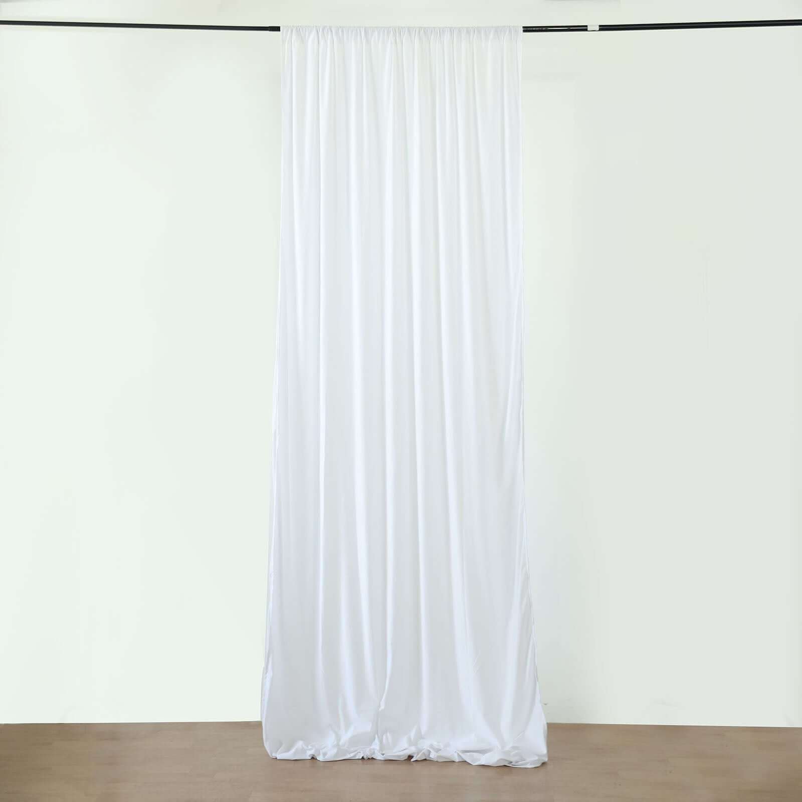 White Scuba Polyester Ceiling Drape Backdrop Curtain Panel, Commercial Grade Fire Retardant Wrinkle Free Draping Fabric With Rod Pockets - 5ftx20ft