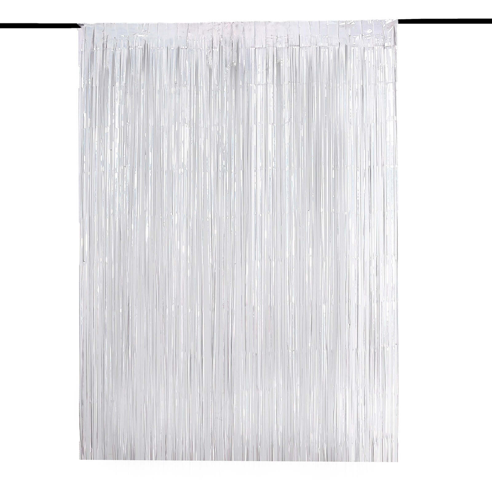 8ft Iridescent Metallic Tinsel Foil Fringe Doorway Curtain Party Backdrop