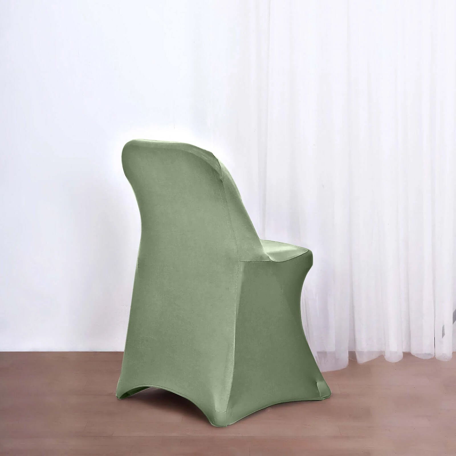 Stretch Spandex Chair Cover Dusty Sage Green for Folding Chairs - Reusable & Wrinkle-Resistant 160GSM Fitted Slipcover