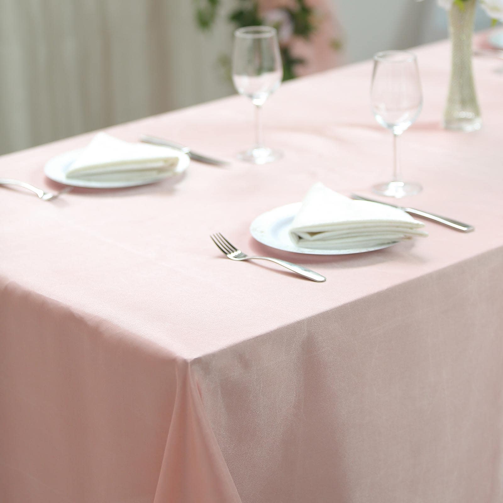 Satin Rectangular 90x132 Tablecloth Dusty Rose Satin - Seamless Table Cover