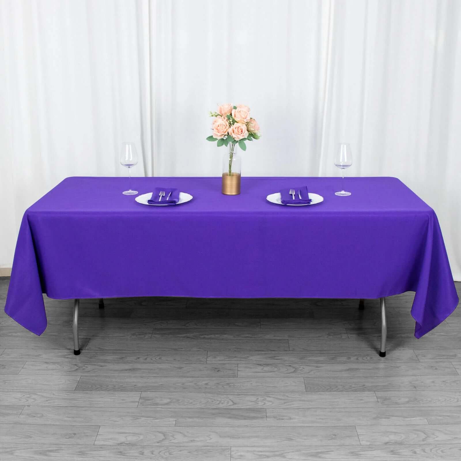 Premium Polyester 60x102 Rectangle Tablecloth Purple - Durable 220GSM Wrinkle-Resistant Table Cover