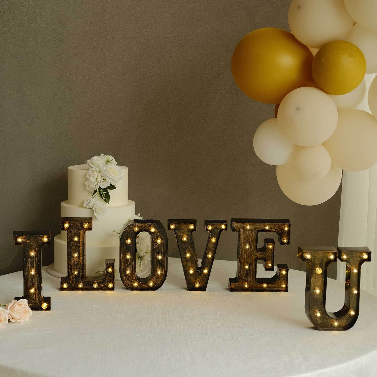 LED Marquee Letter U Industrial Style Antique Black - Light-Up Alphabet Sign for Weddings & Displays 9