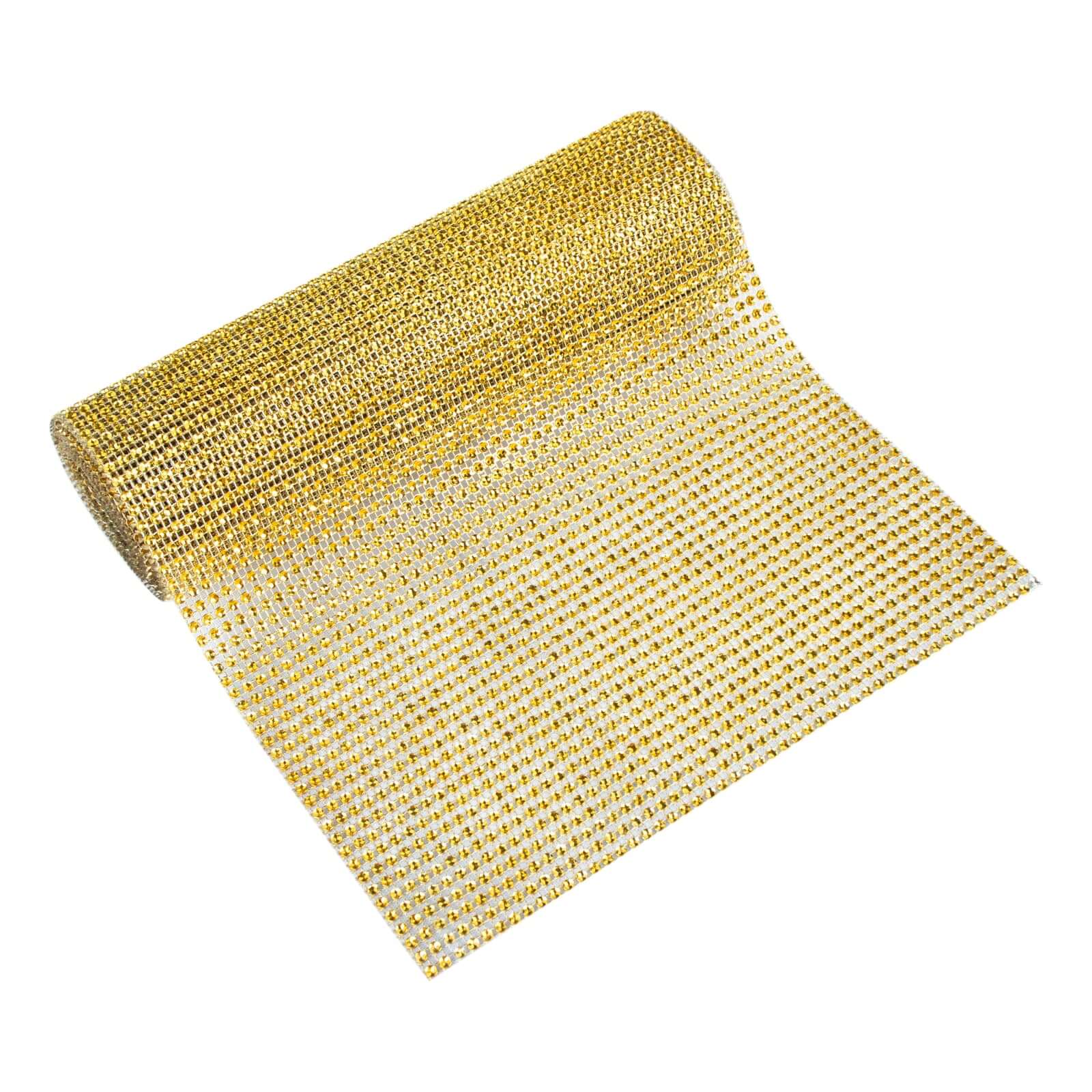 Crystal Rhinestone 10x108 Table Runner Gold - Luxe Shiny Diamond Mesh Bling Table Runner Roll